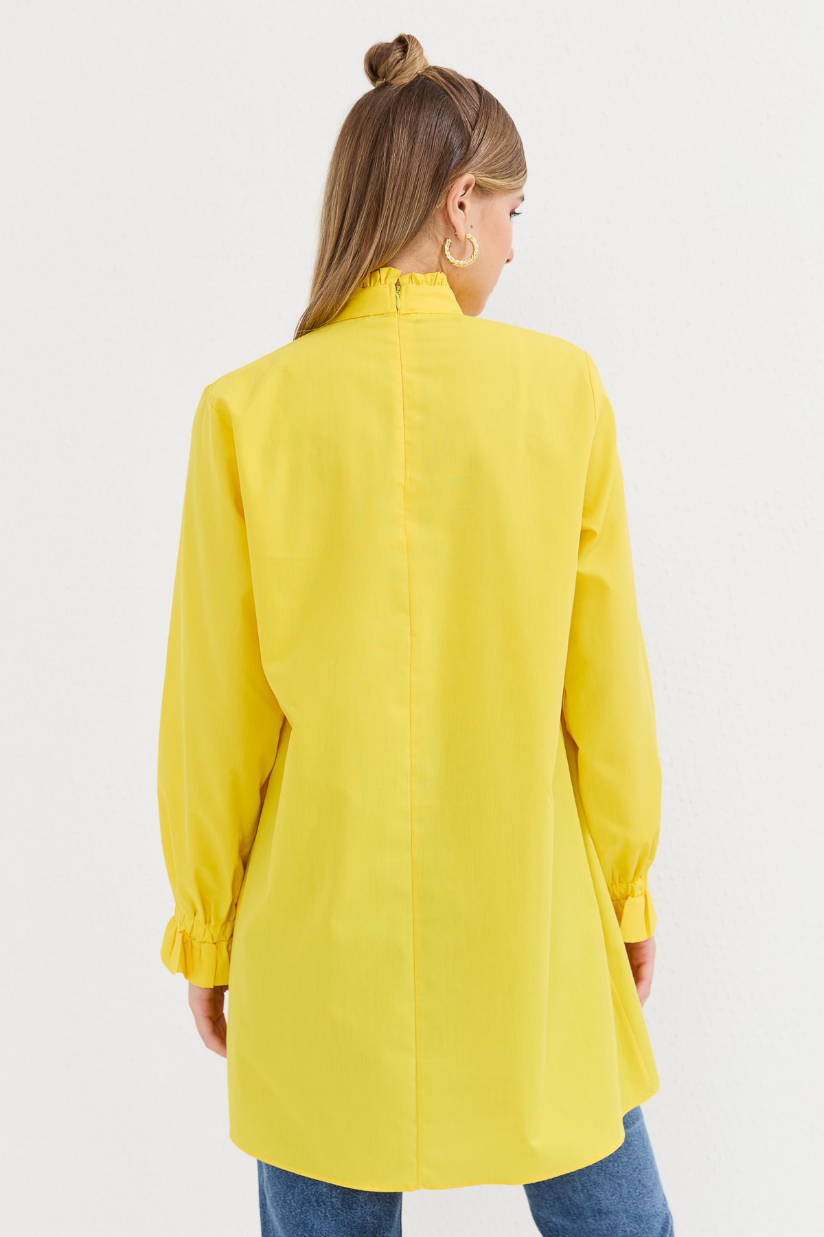 NİHAN Tunic Nihan Poplin Tunik  Sarı_modest