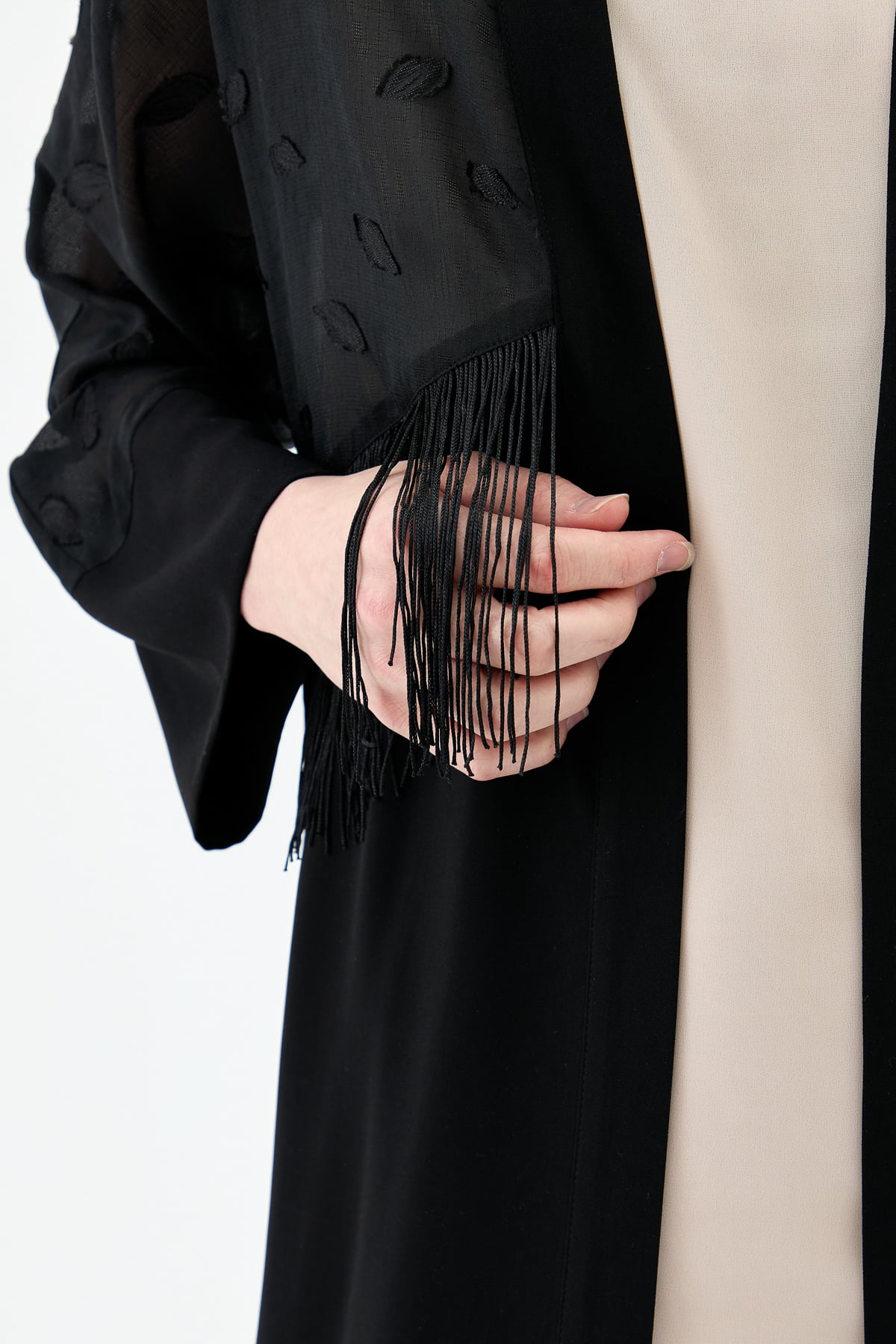 NİHAN Kimono Nihan Püsküllü Kimono  Siyah_modest