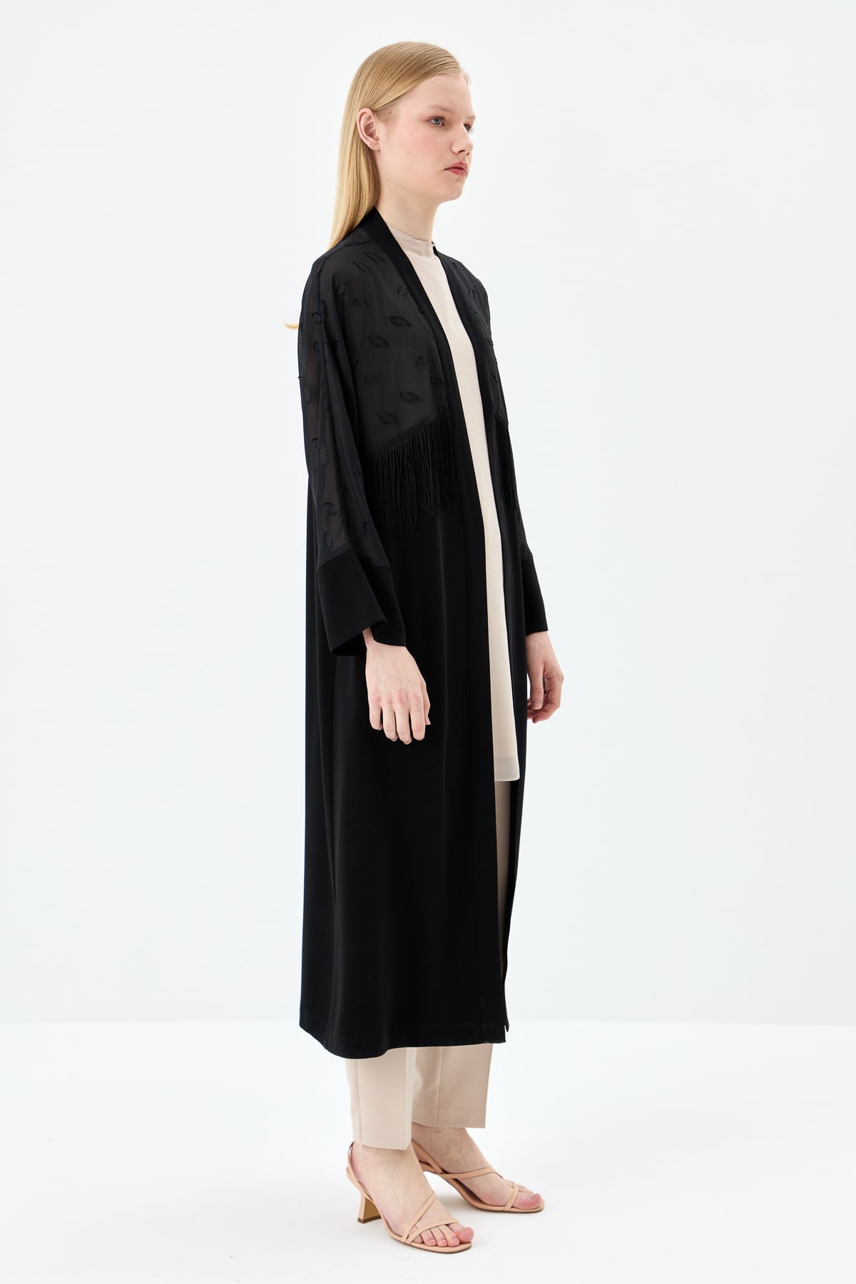 NİHAN Kimono Nihan Püsküllü Kimono  Siyah_modest