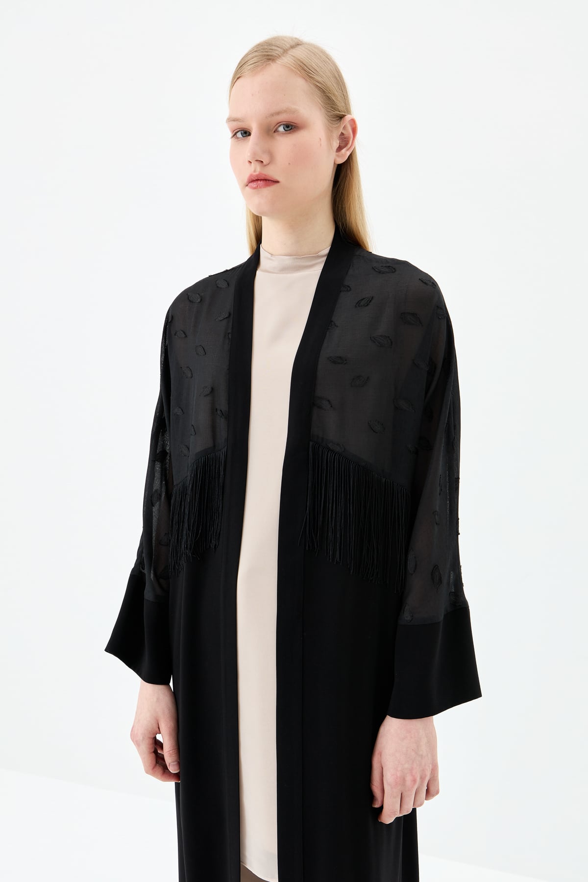 NİHAN Kimono Nihan Püsküllü Kimono  Siyah_modest