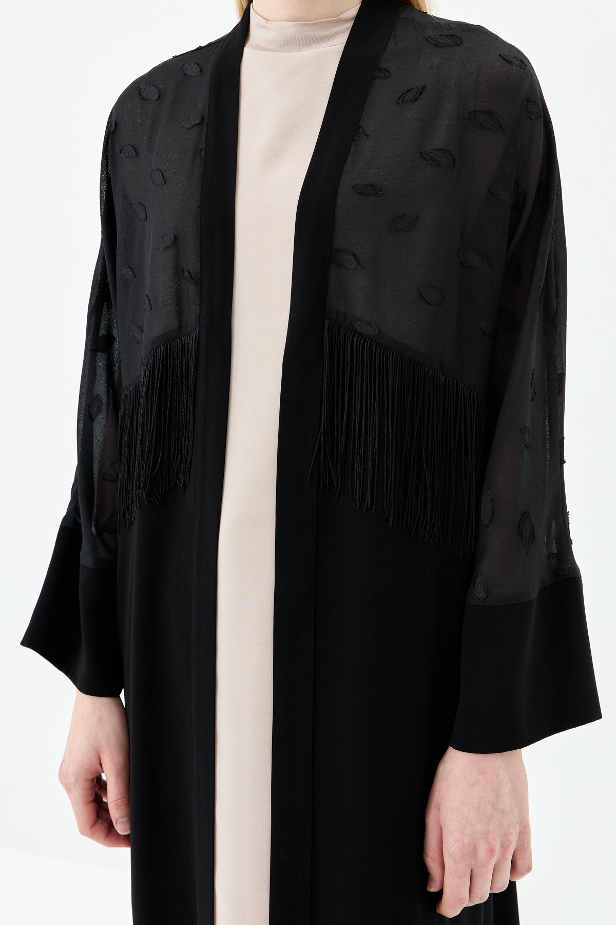 NİHAN Kimono Nihan Püsküllü Kimono  Siyah_modest