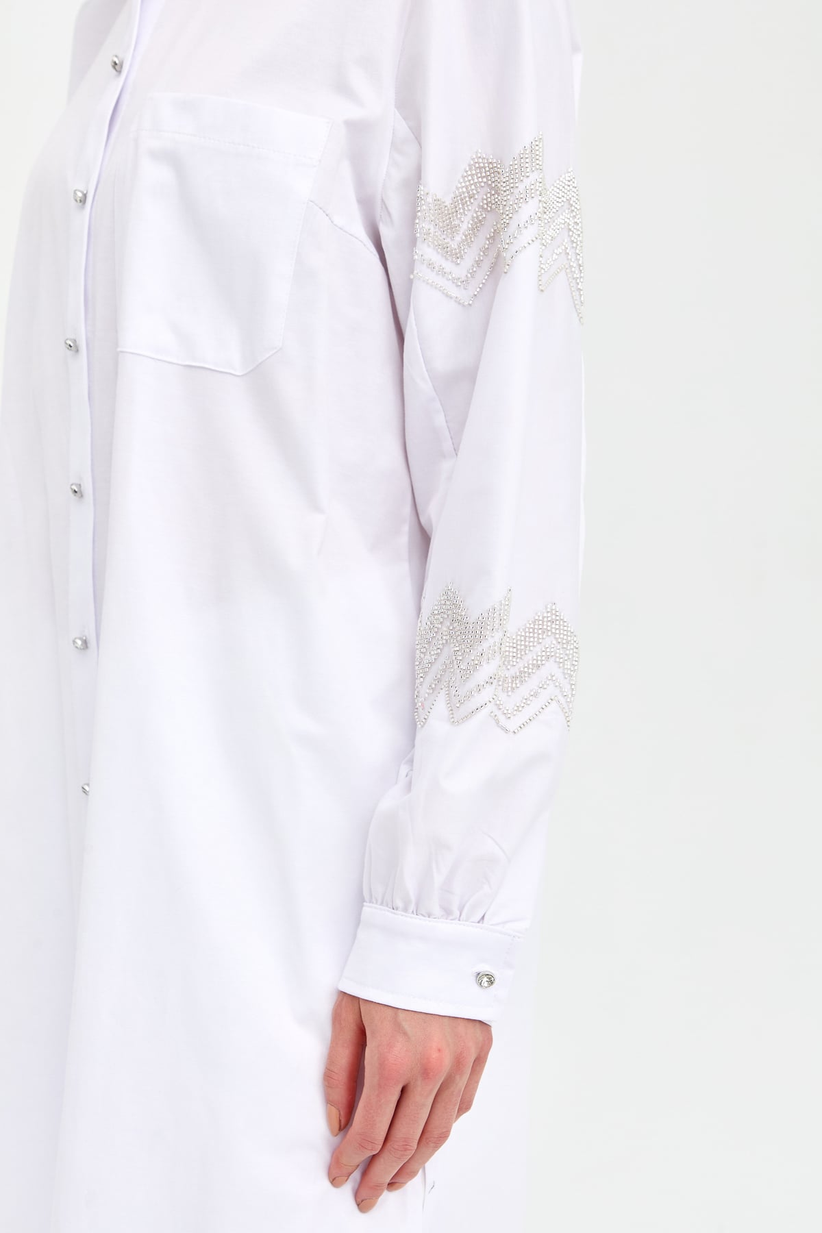 NİHAN Tunic Nihan Rahat Kalıp Kolu Nakışlı Pamuk Tunik  Ekru_modest