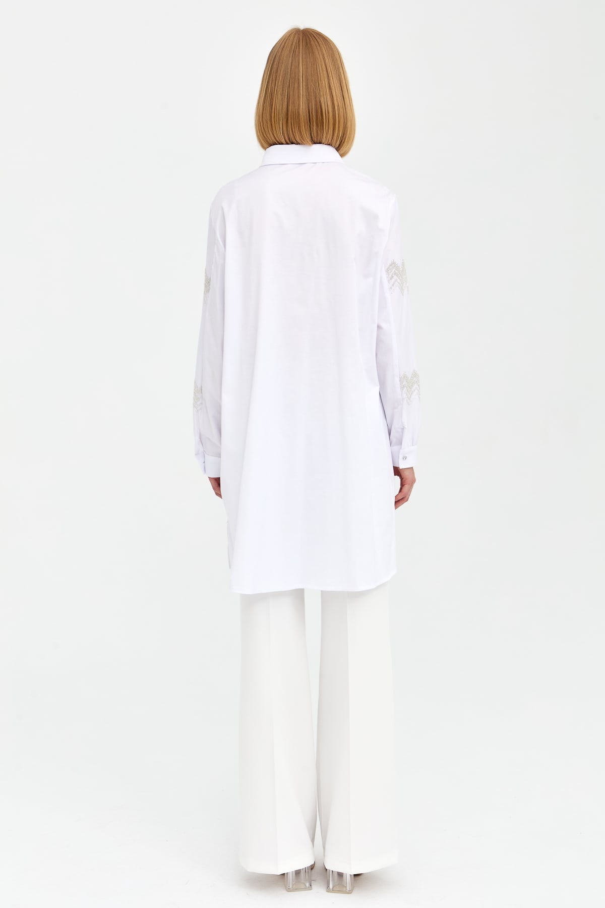 NİHAN Tunic Nihan Rahat Kalıp Kolu Nakışlı Pamuk Tunik  Ekru_modest