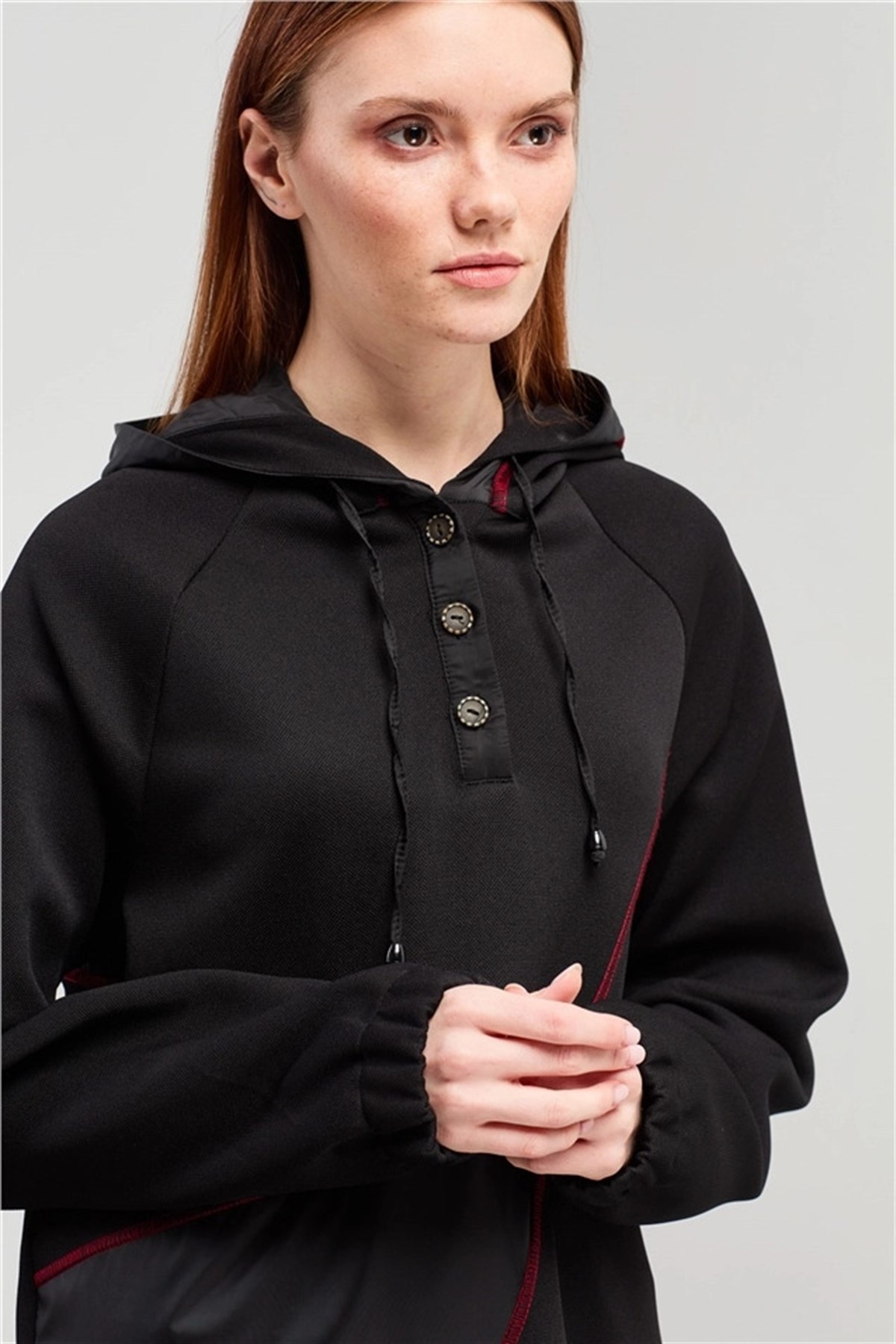NİHAN Tunik Nihan Reglan Kollu Kapşonlu Tunik  Siyah_modest