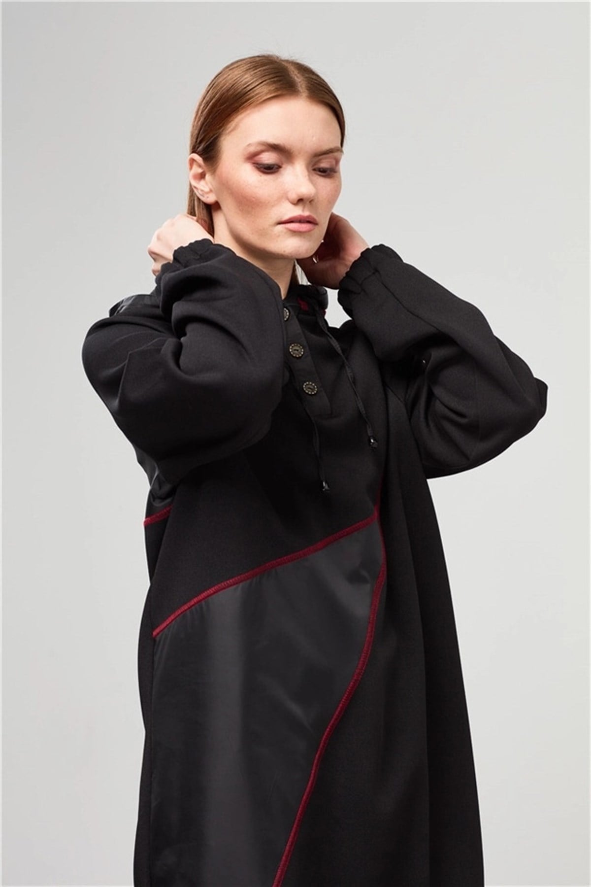 NİHAN Tunik Nihan Reglan Kollu Kapşonlu Tunik  Siyah_modest