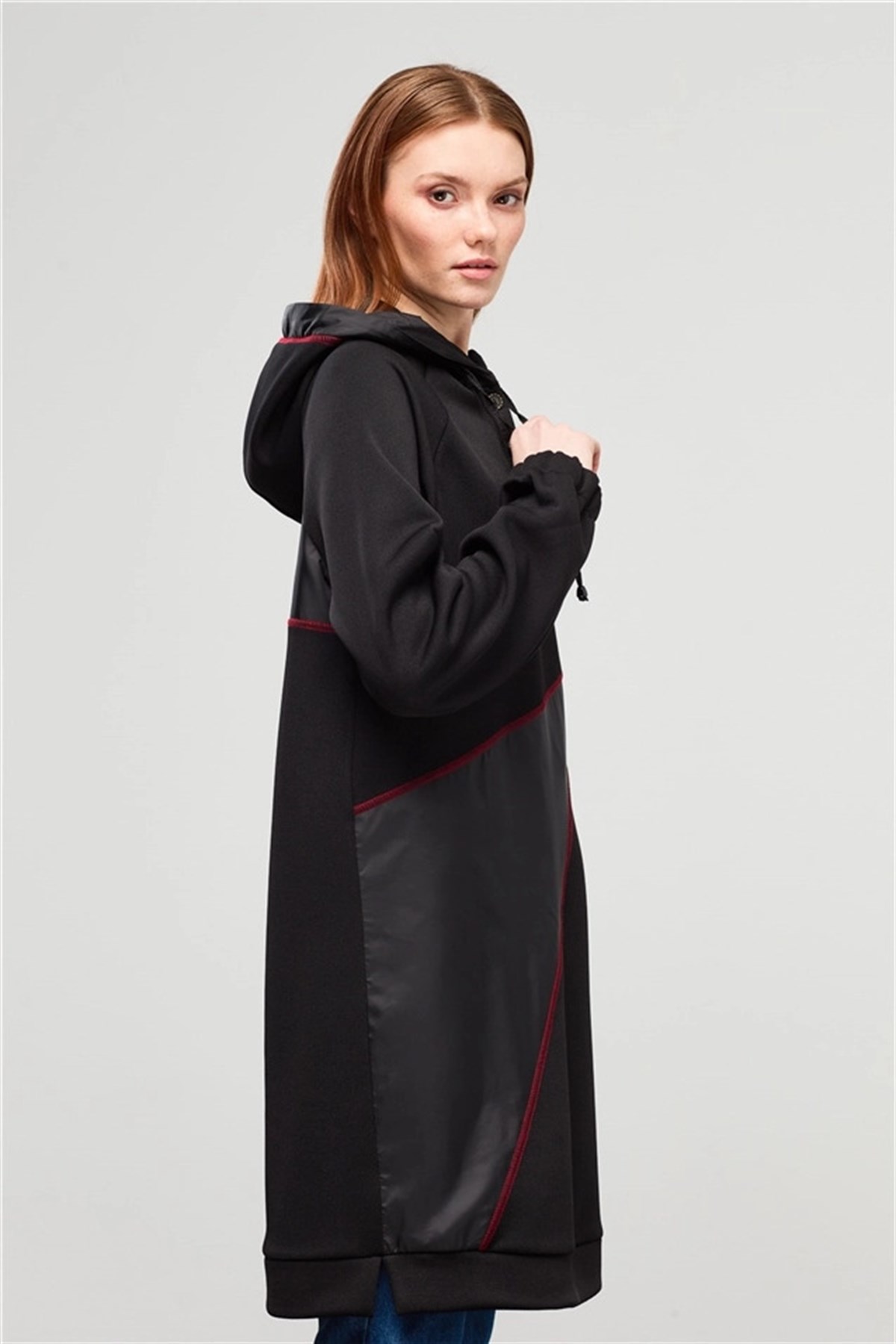 NİHAN Tunik Nihan Reglan Kollu Kapşonlu Tunik  Siyah_modest