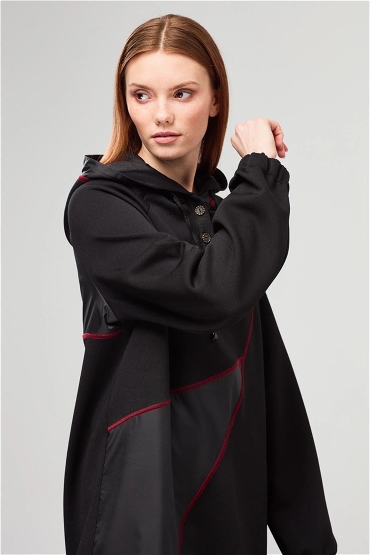 NİHAN Tunik Nihan Reglan Kollu Kapşonlu Tunik  Siyah_modest