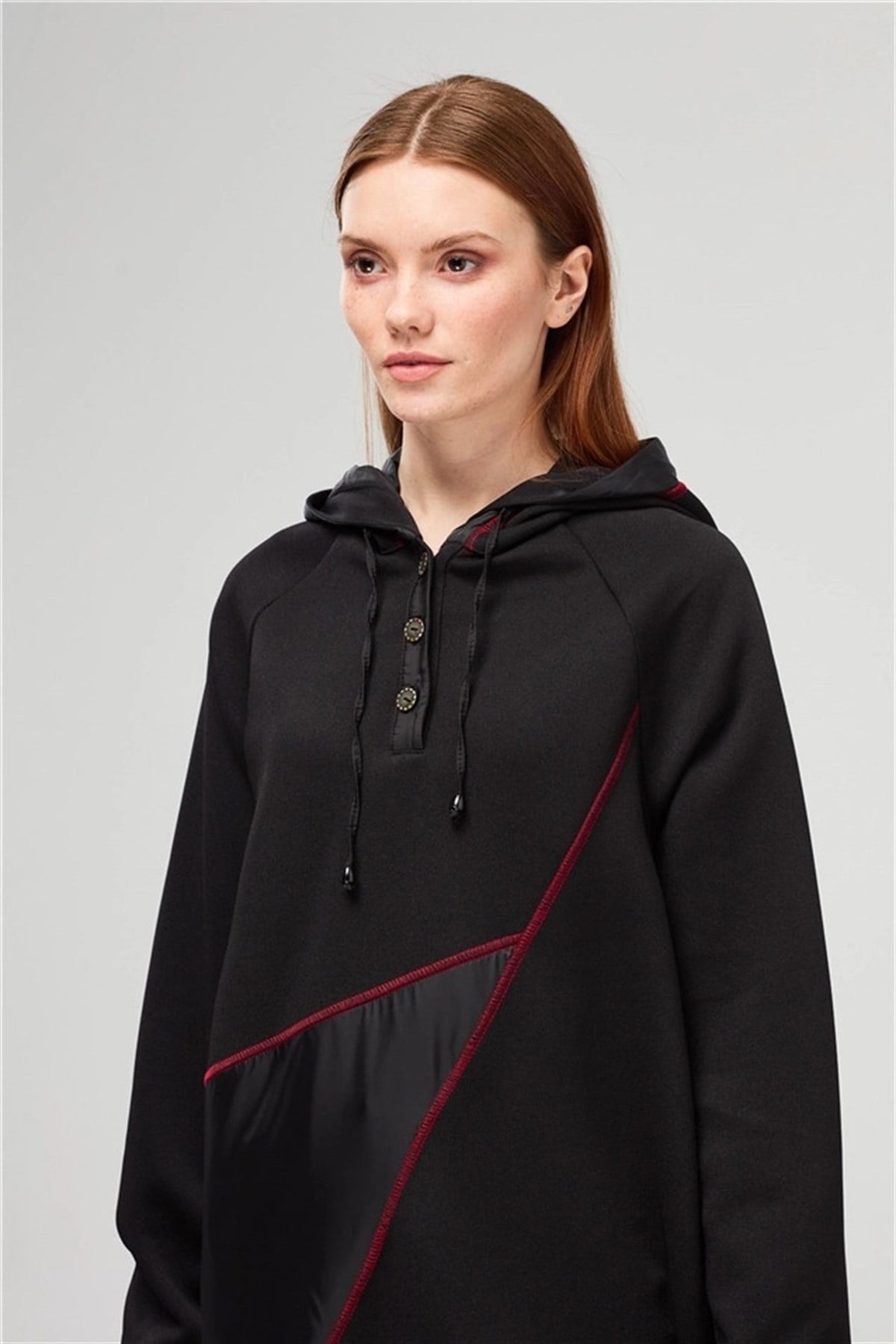 NİHAN Tunik Nihan Reglan Kollu Kapşonlu Tunik  Siyah_modest