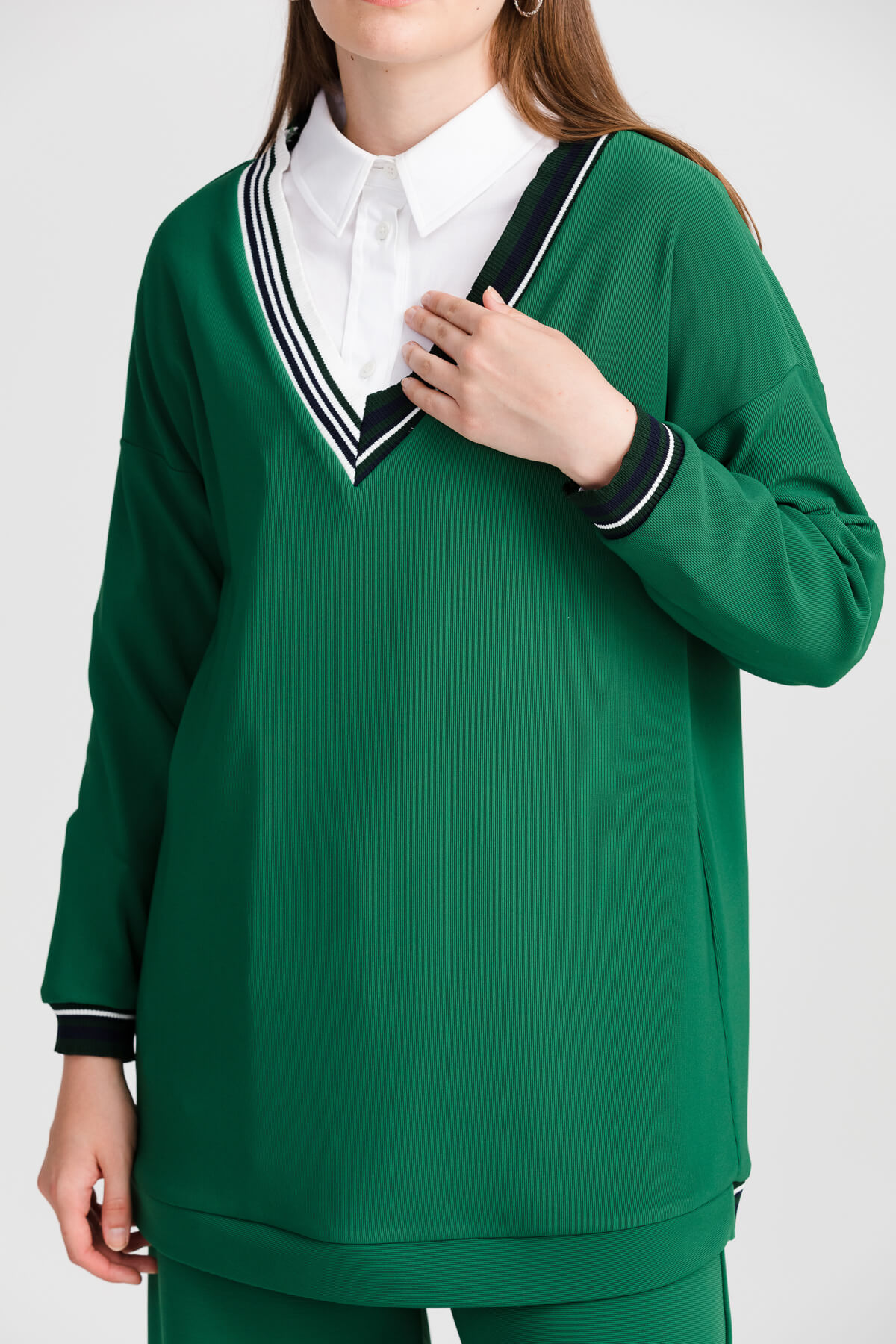 NİHAN Sweat Nihan Ribana Detaylı Sweat  Benetton Yeşili_modest
