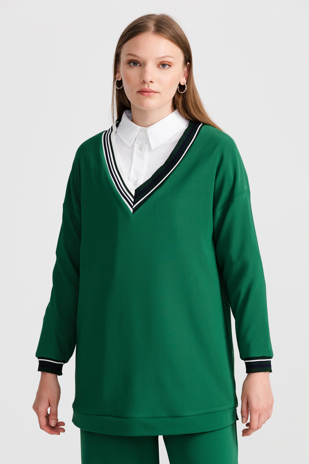 NİHAN Sweat Nihan Ribana Detaylı Sweat  Benetton Yeşili_modest