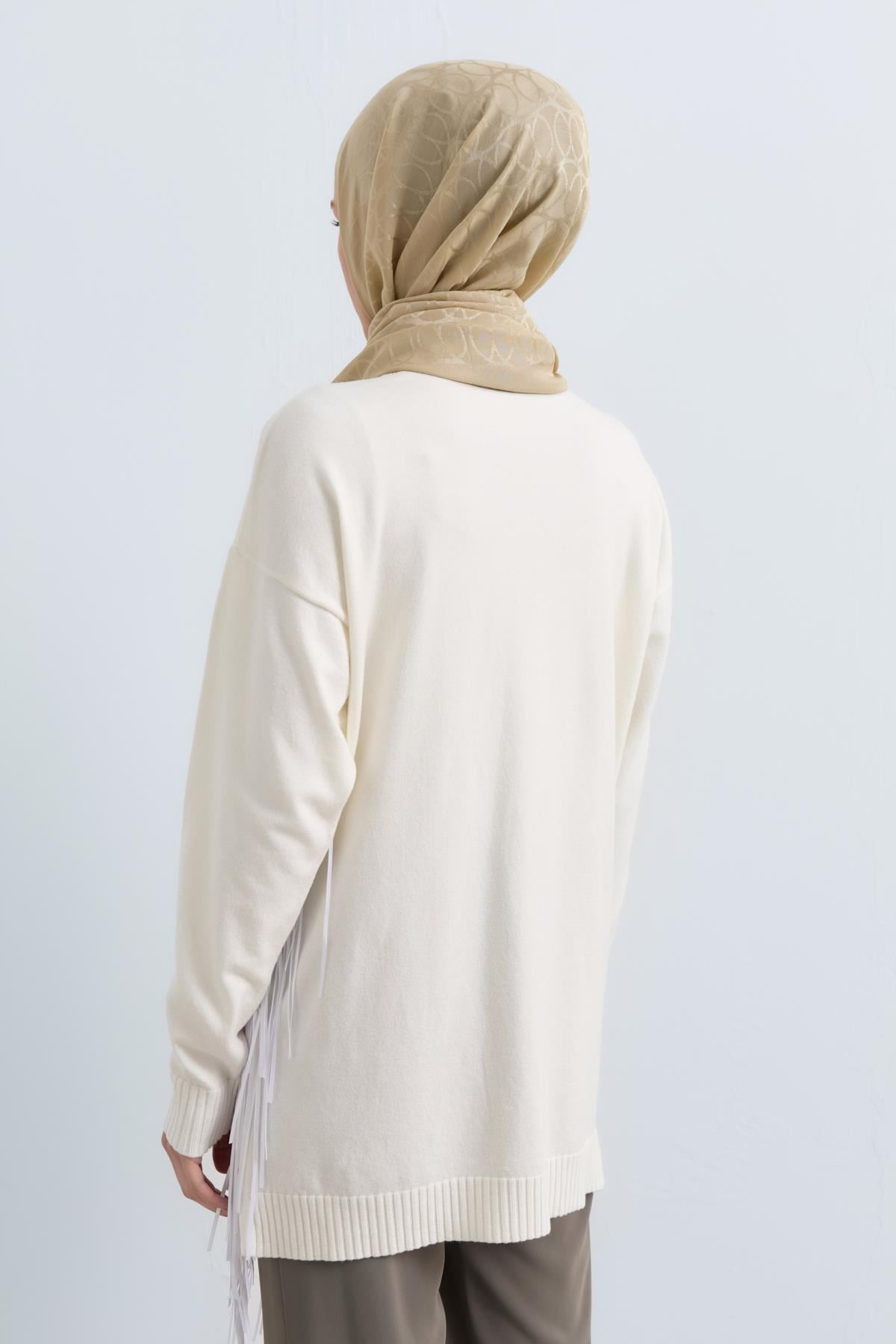 NİHAN Kazak Nihan Rope Basic Triko Kazak  Ekru_modest