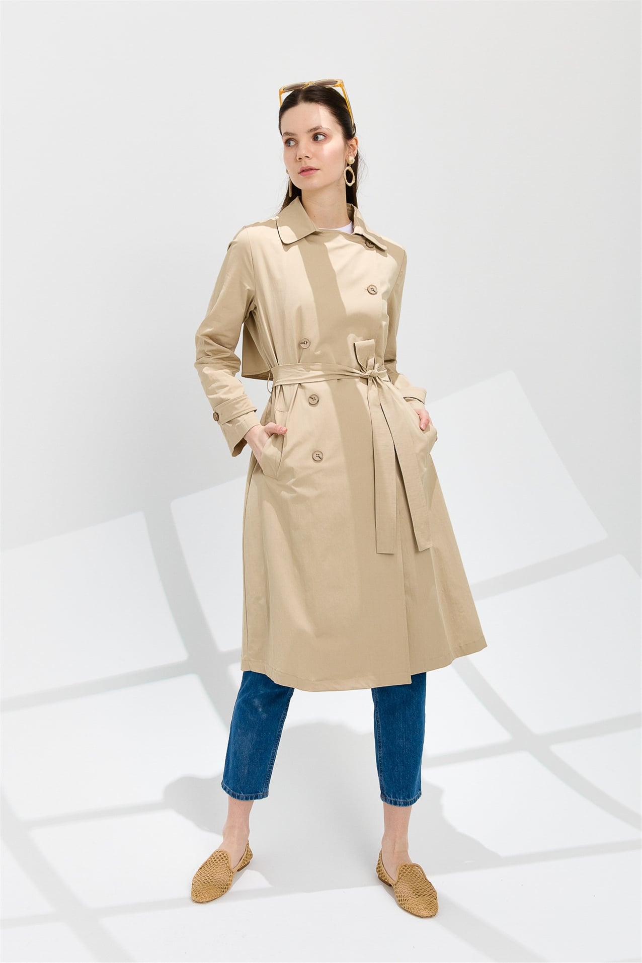 NİHAN Kap Nihan Rüzgarlıklı Kruvaze Trençkot  Bej_modest
