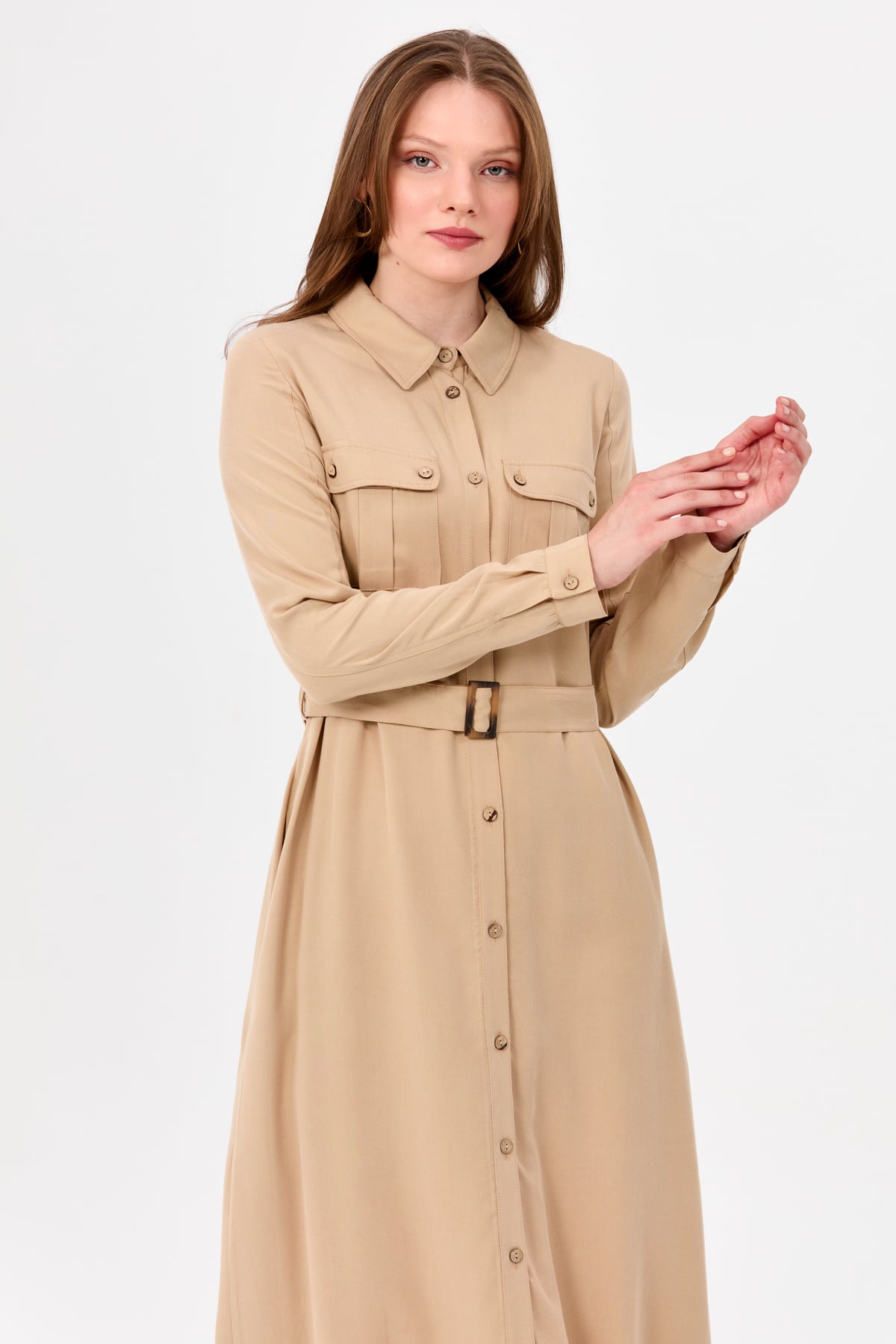 NİHAN Elbise Nihan Safari Elbise  Camel_modest