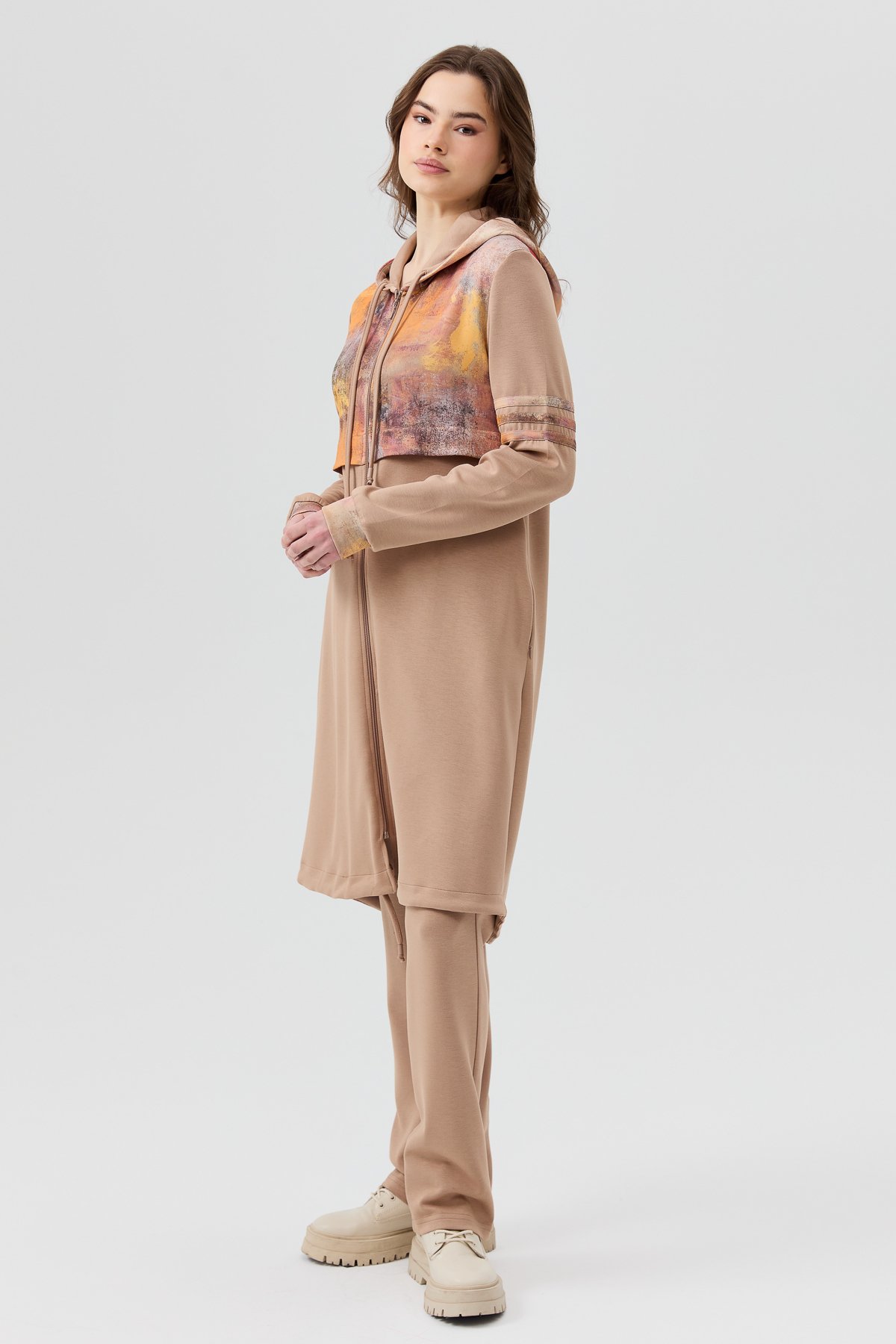 NİHAN Takım Nihan Scuba Pantolon Tunik Takım  Camel_modest