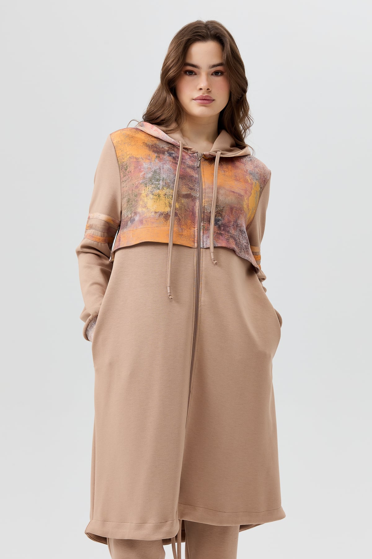 NİHAN Takım Nihan Scuba Pantolon Tunik Takım  Camel_modest