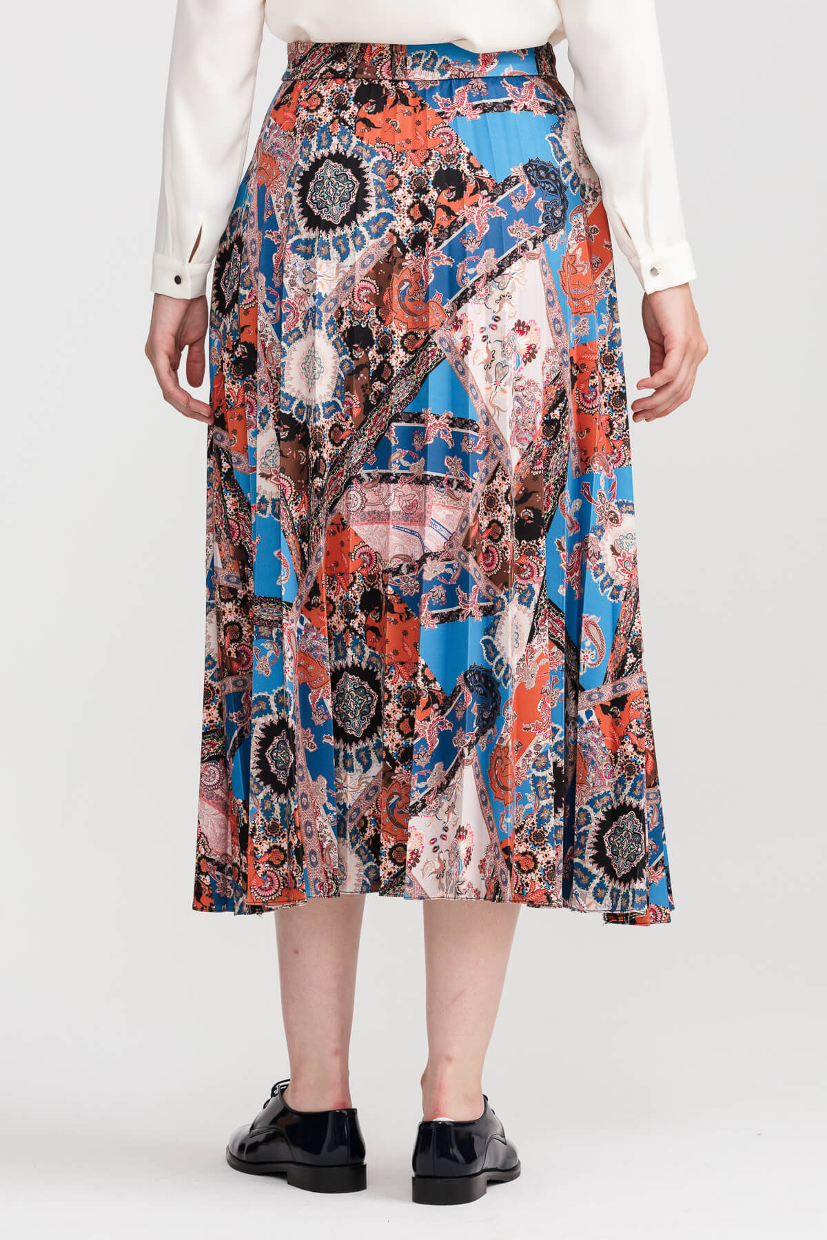 NİHAN Skirt Nihan Scuba Pilise Etek  Mavi_modest