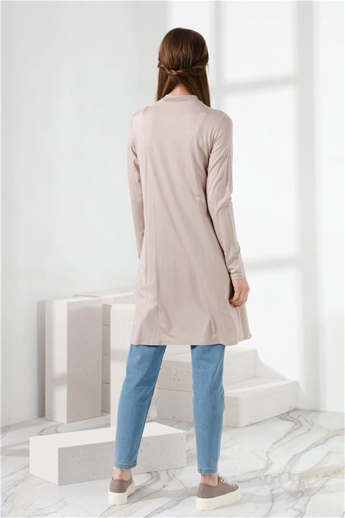 NİHAN Tunik Nihan Şifonlu Penye Tunik  Taş_modest