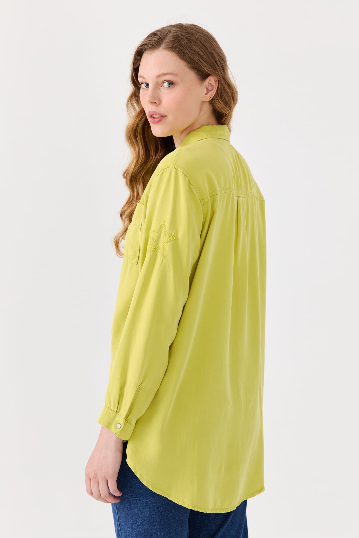 NİHAN Tunik Nihan Tencel Gömlek Tunik  Olive_modest