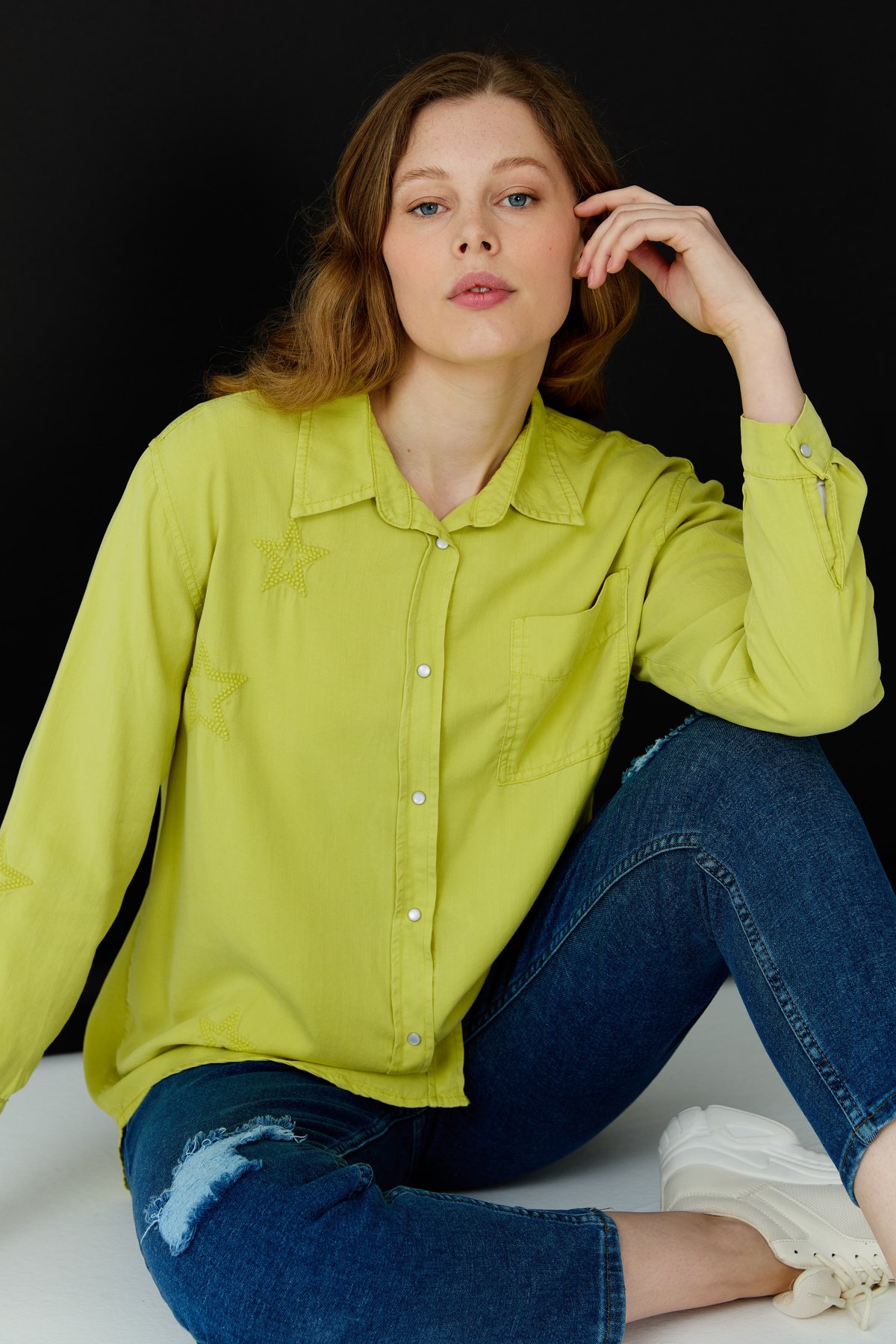NİHAN Tunik Nihan Tencel Gömlek Tunik  Olive_modest