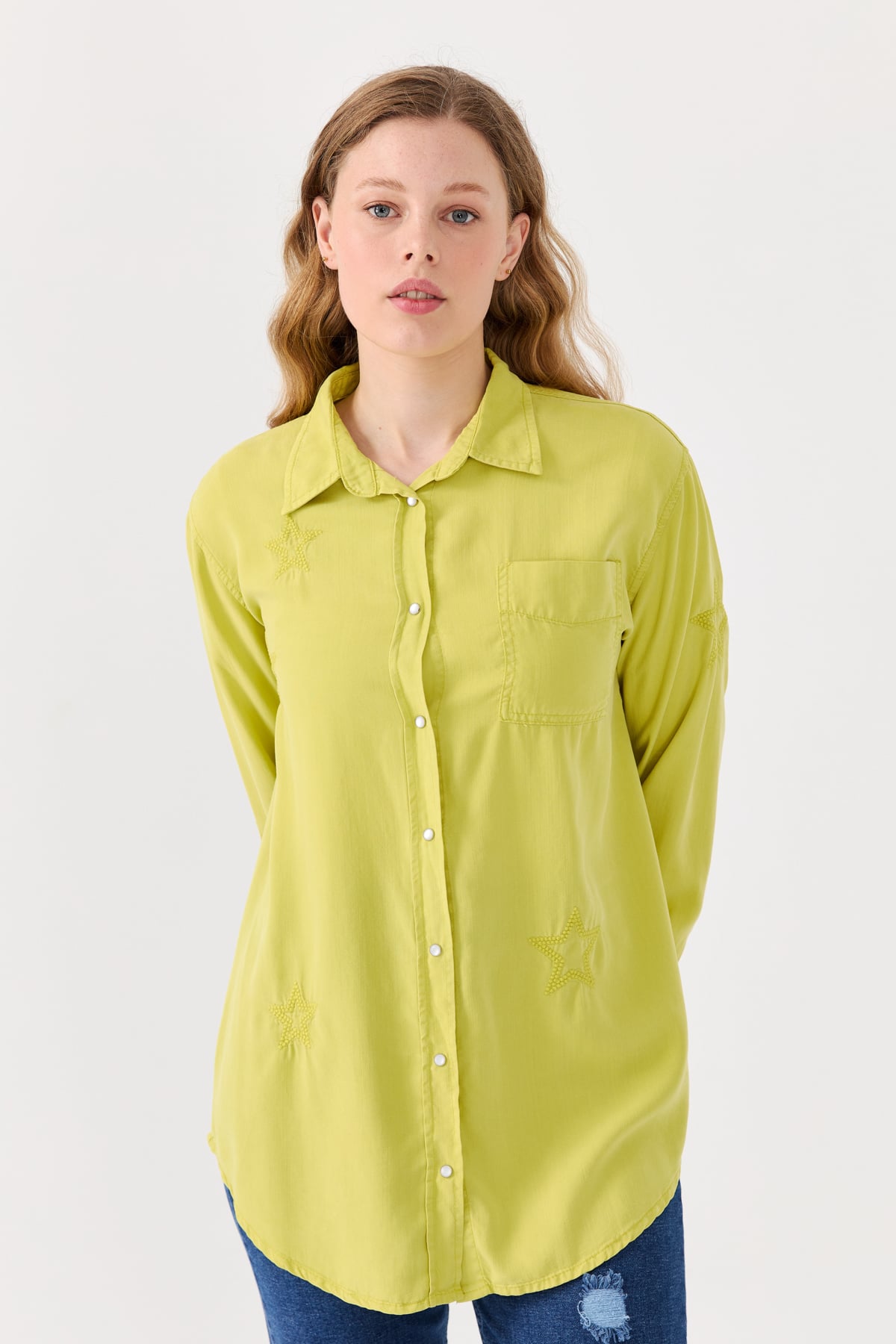 NİHAN Tunik Nihan Tencel Gömlek Tunik  Olive_modest