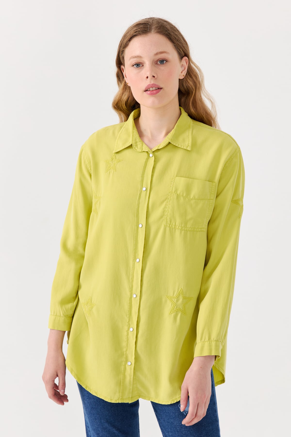 NİHAN Tunik Nihan Tencel Gömlek Tunik  Olive_modest