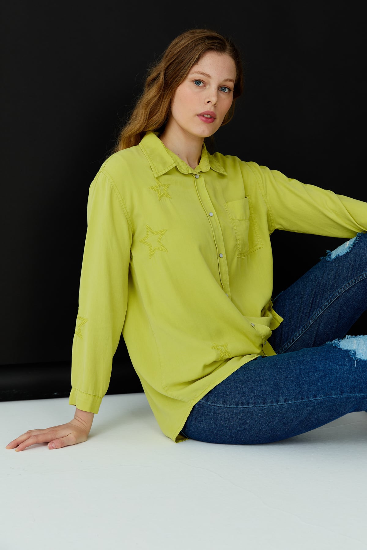 NİHAN Tunik Nihan Tencel Gömlek Tunik  Olive_modest