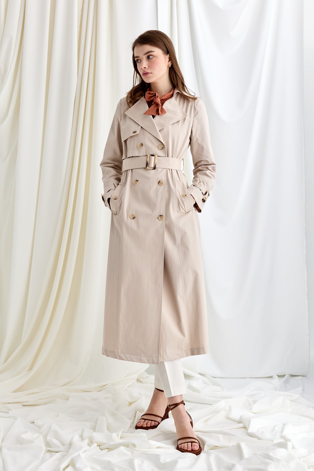 NİHAN Trench Coat Nihan Trençkot  Bej_modest