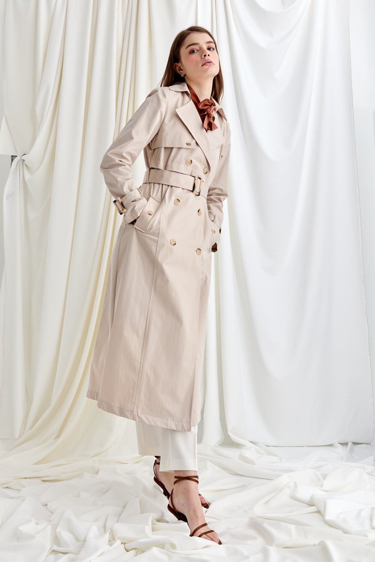 NİHAN Trench Coat Nihan Trençkot  Bej_modest