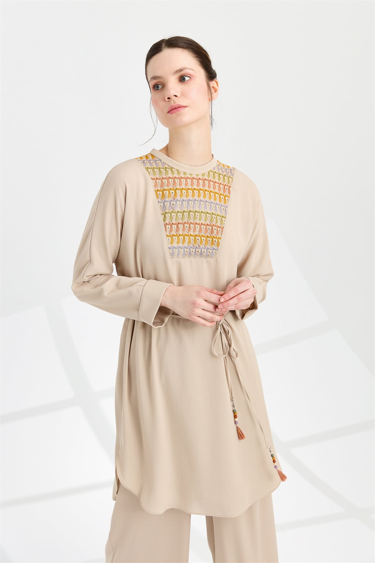 NİHAN Tunik Nihan Triko Kombinli Yarasa Kol Salaş Tunik  Taş_modest