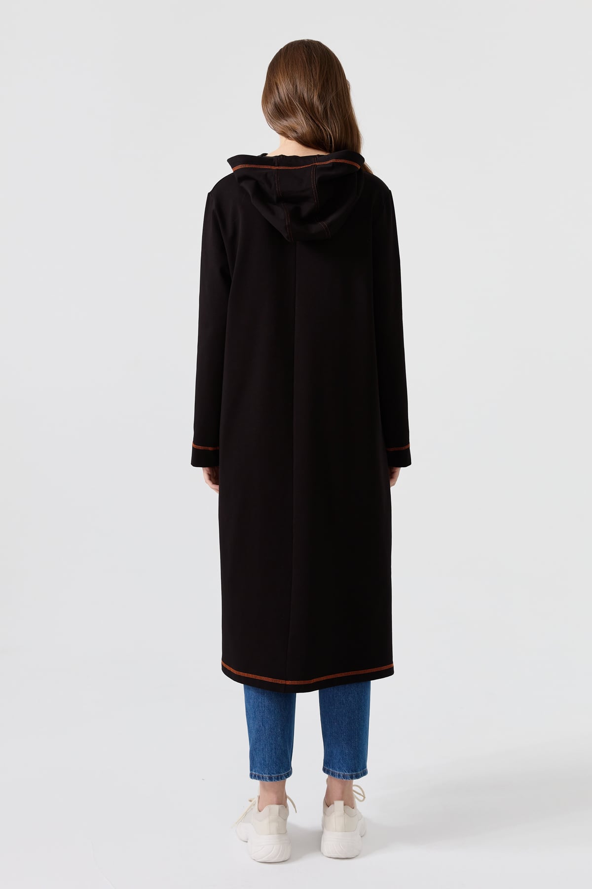 NİHAN Tunik Nihan Uzun Spor Kapşonlu Tunik  Siyah_modest