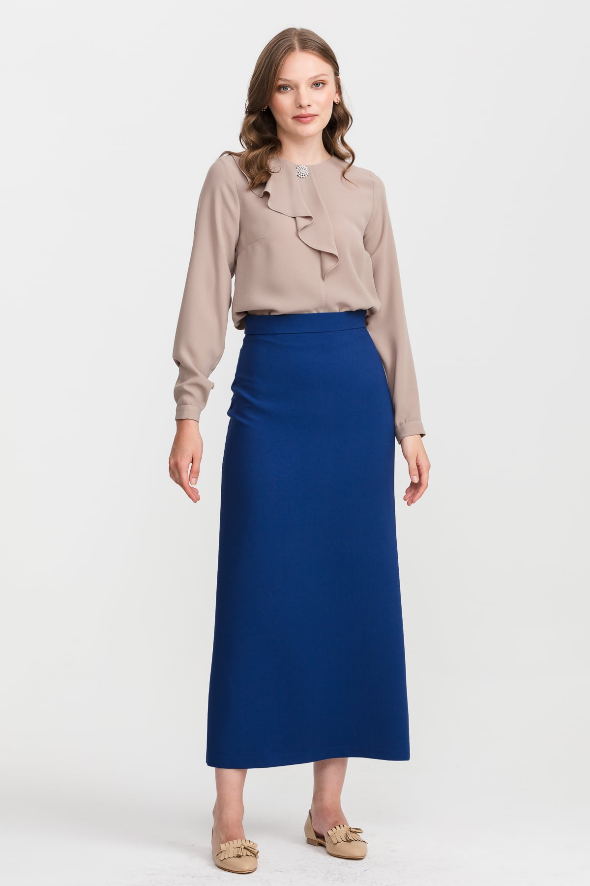 NİHAN Bluz Nihan Volan Detaylı Bluz  Vizon_modest