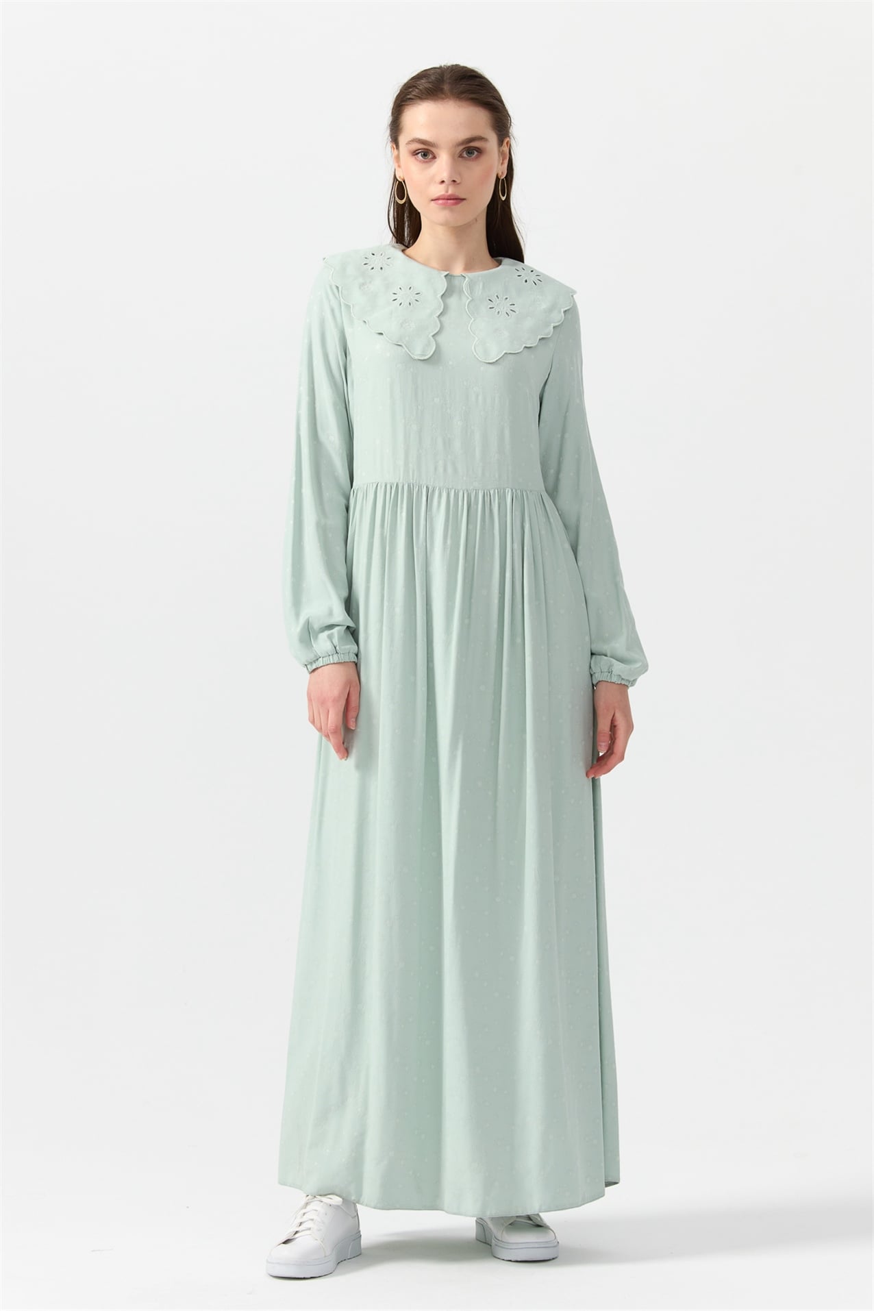 NİHAN Elbise Nihan Yaka Detaylı Elbise  Mint_modest