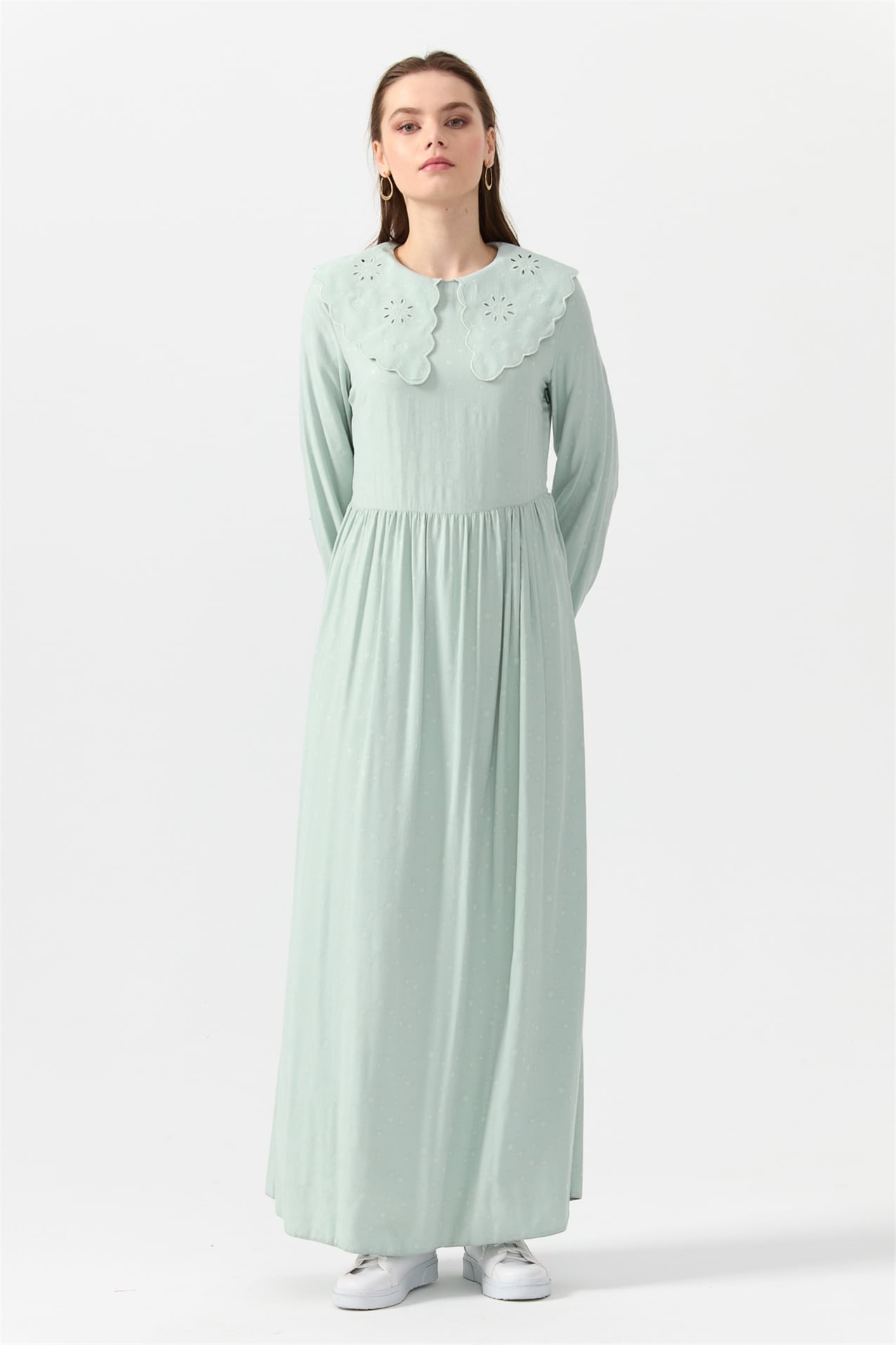 NİHAN Elbise Nihan Yaka Detaylı Elbise  Mint_modest