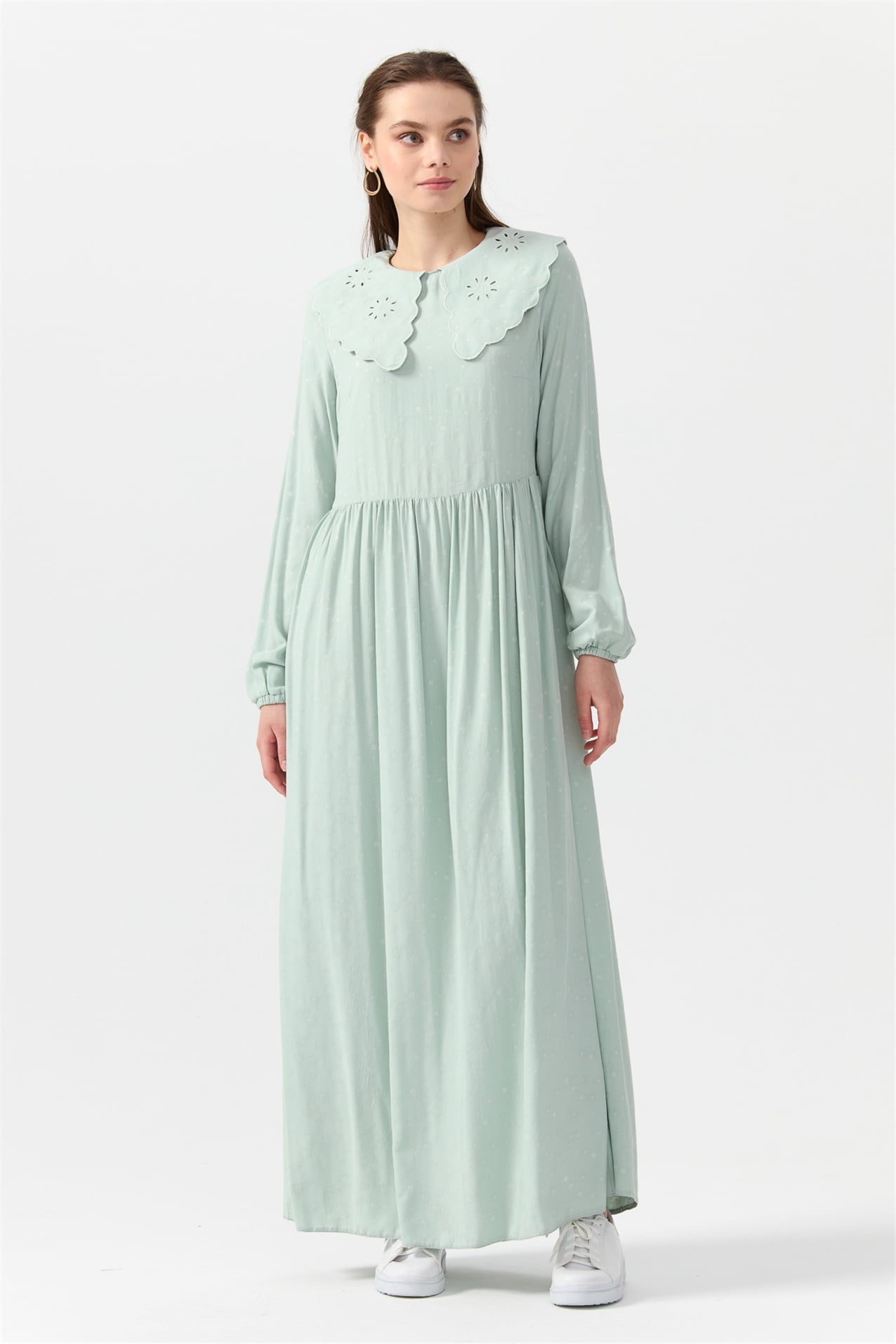 NİHAN Elbise Nihan Yaka Detaylı Elbise  Mint_modest