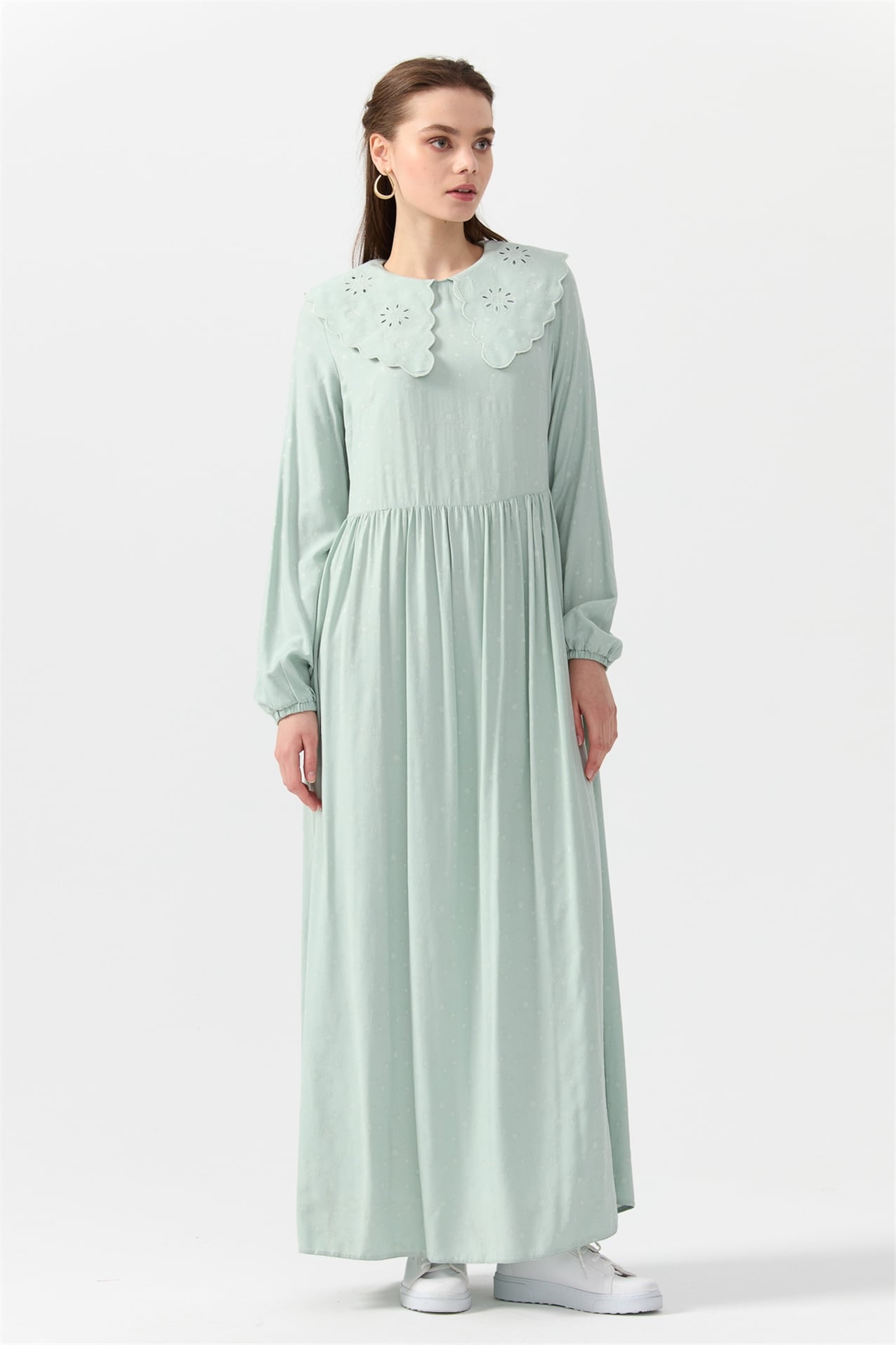NİHAN Elbise Nihan Yaka Detaylı Elbise  Mint_modest