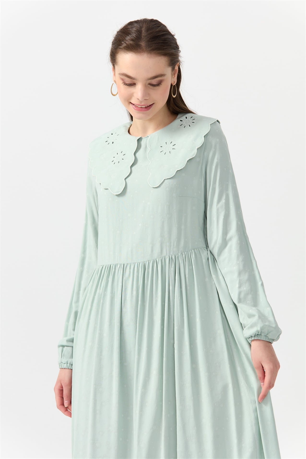 NİHAN Elbise Nihan Yaka Detaylı Elbise  Mint_modest