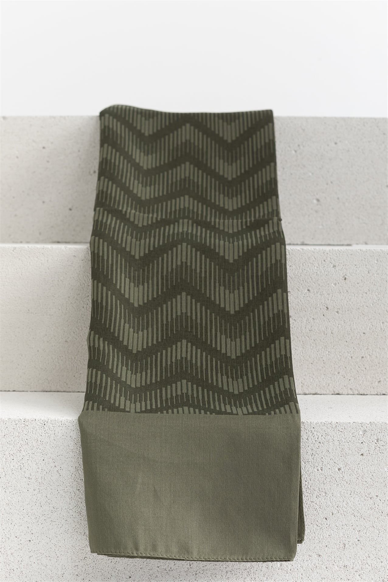 NİHAN Stil Şal Nihan Zigzag Desen Şal  Haki_modest