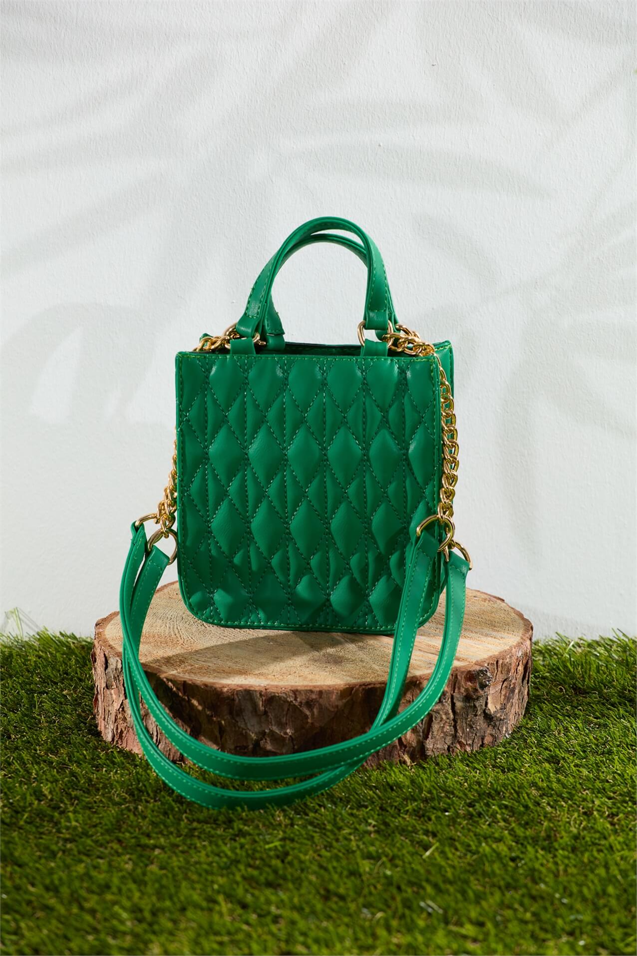 NİHAN Çanta Nihan Zincirli Çapraz Askılı Çanta  Benetton Yeşili_modest