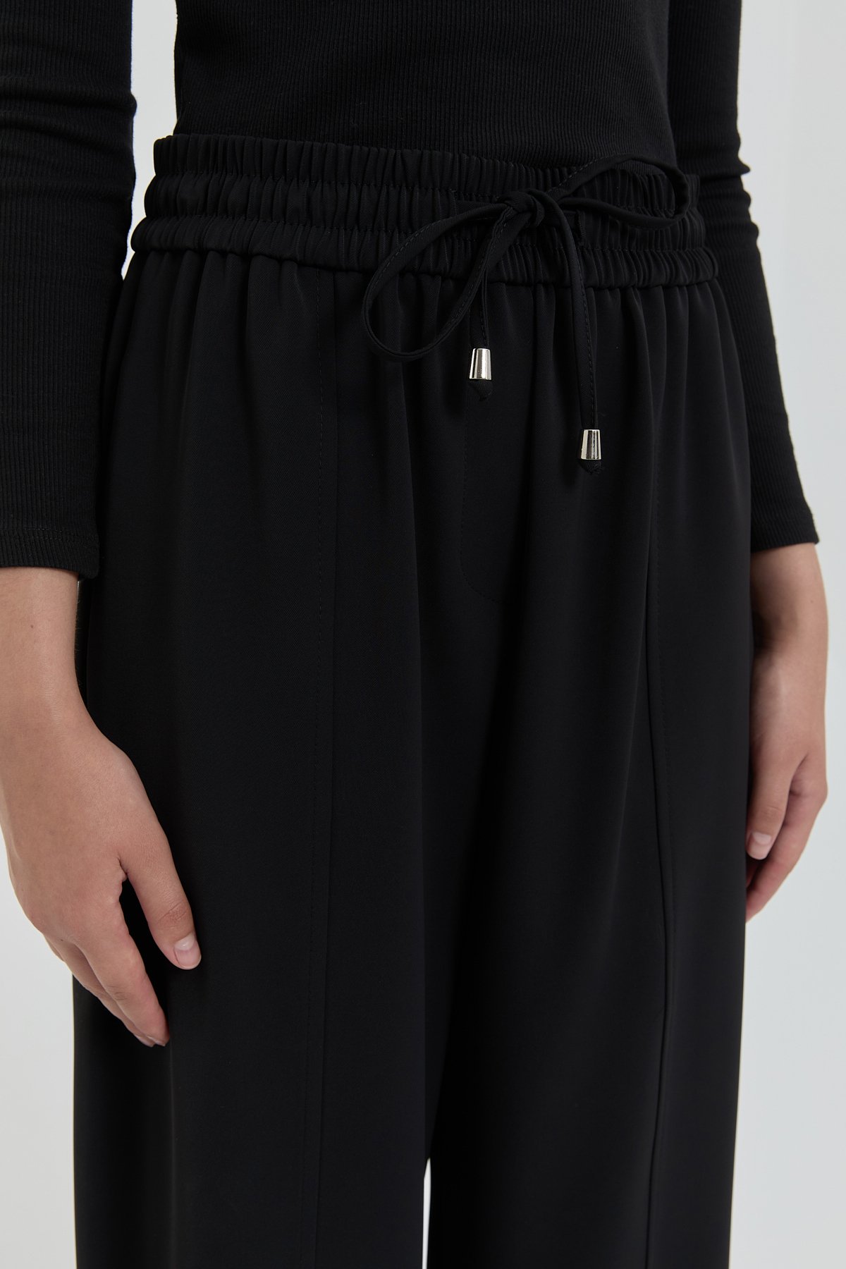 NİHAN Pantolon Beli Lastikli Bol Havuç Pantolon  Siyah_modest