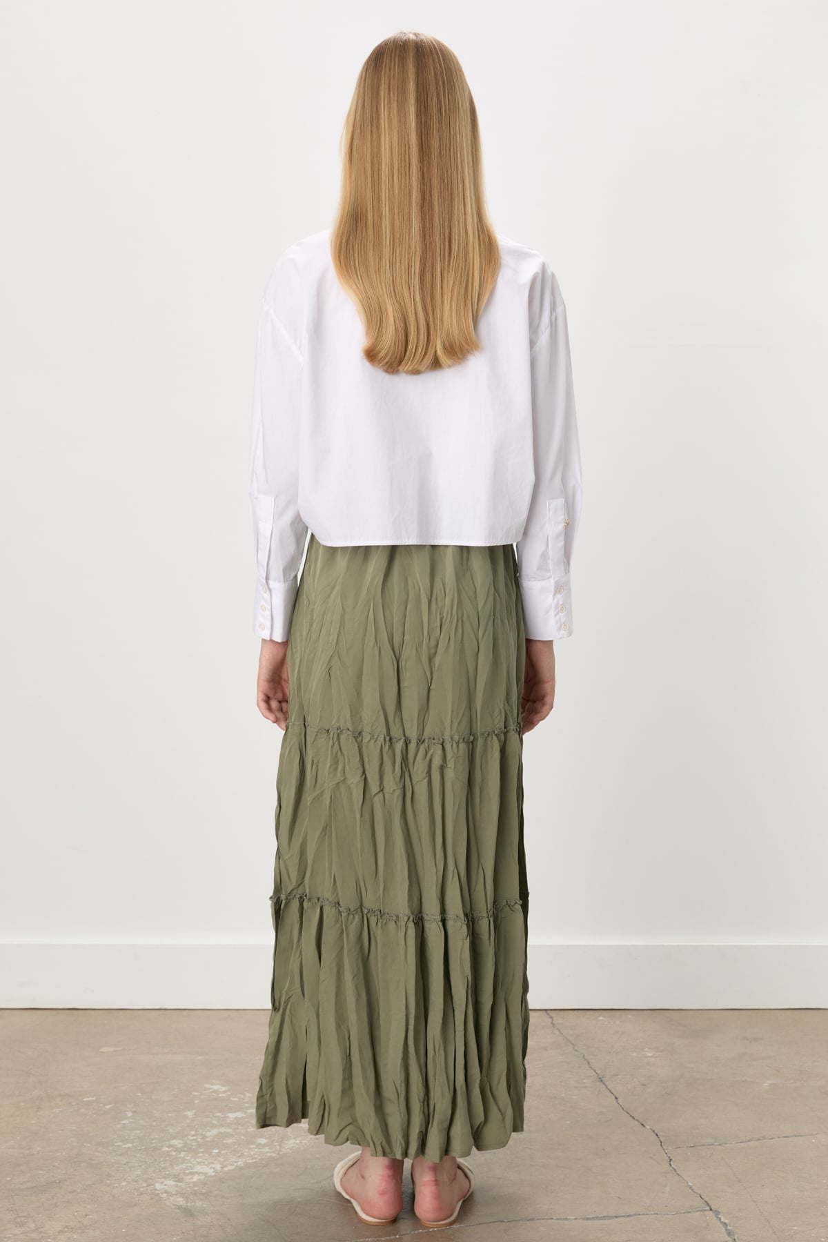 NİHAN Skirt Beli Lastikli Çingene Modal Etek  Haki_modest