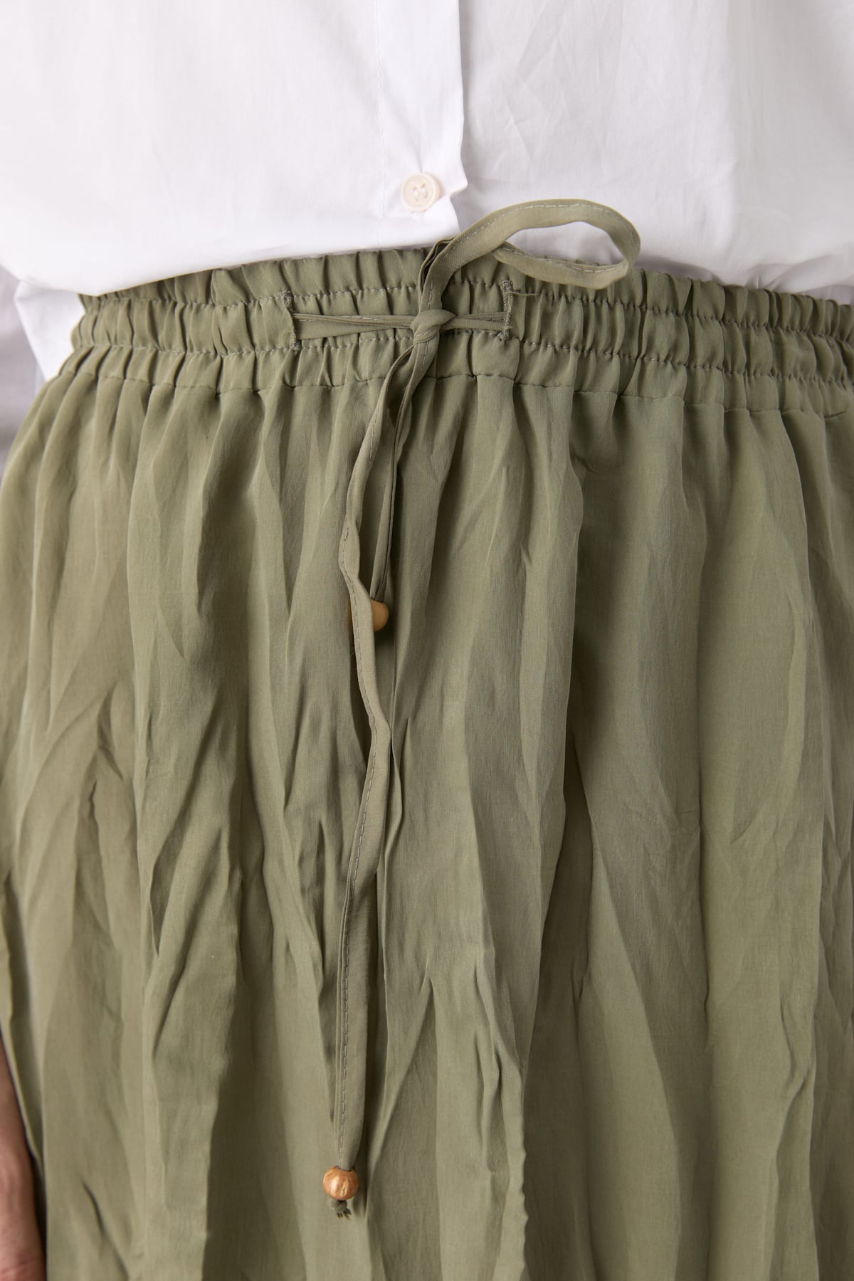 NİHAN Skirt Beli Lastikli Çingene Modal Etek  Haki_modest