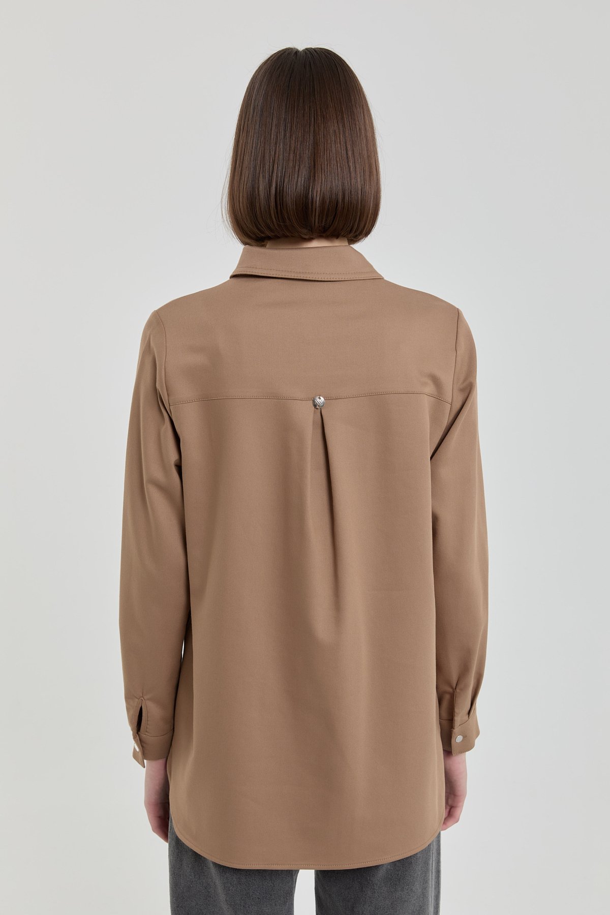 NİHAN Tunic Denim Görünümlü Cep Detaylı Tunik  Camel_modest
