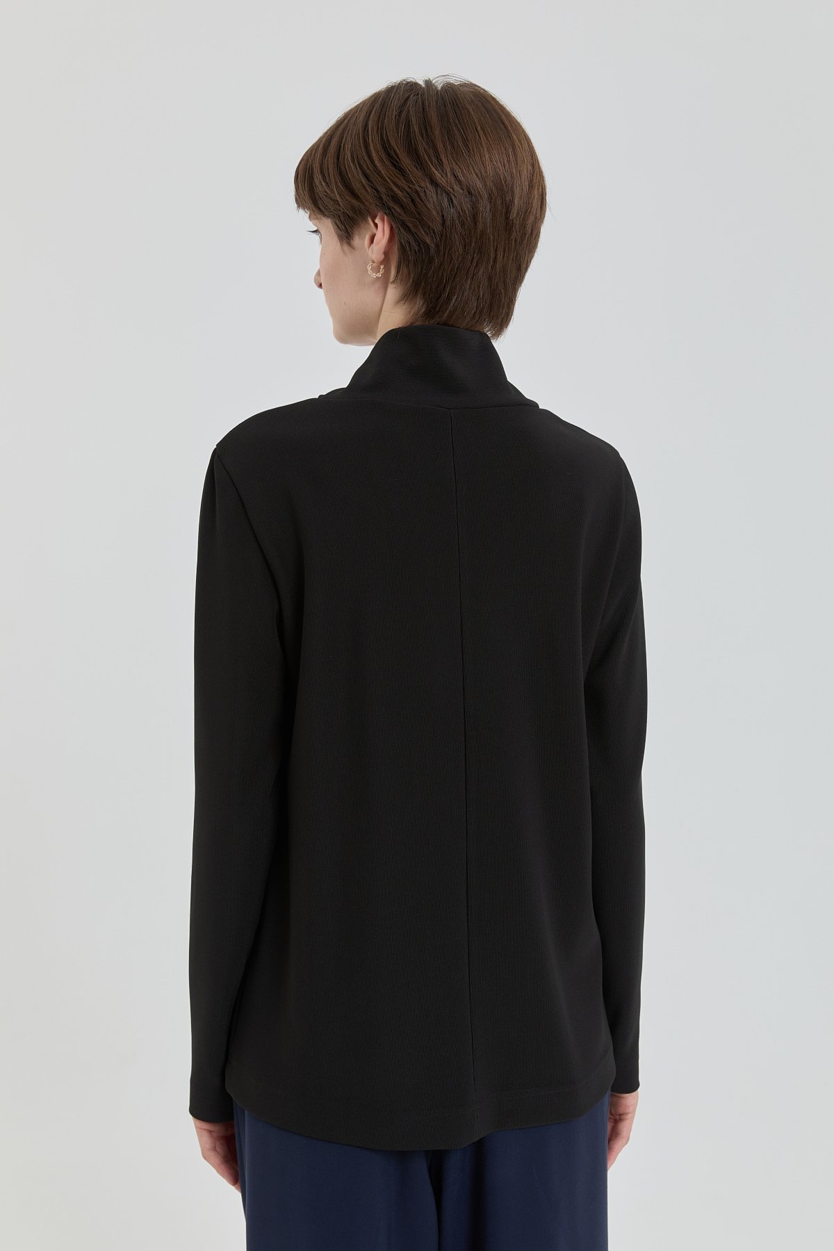 NİHAN Blouse Dik Yaka Basic Örme Bluz  Siyah_modest
