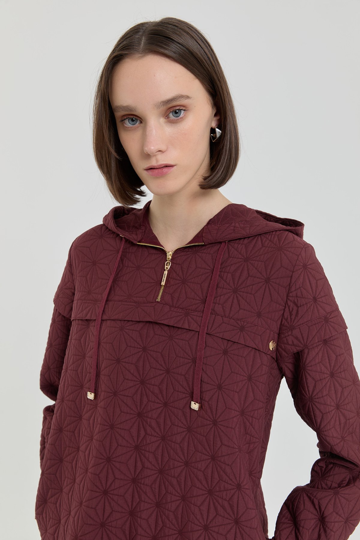 NİHAN Sweatshirt İnce Kapitone Kapşonlu Sweat  Bordo_modest