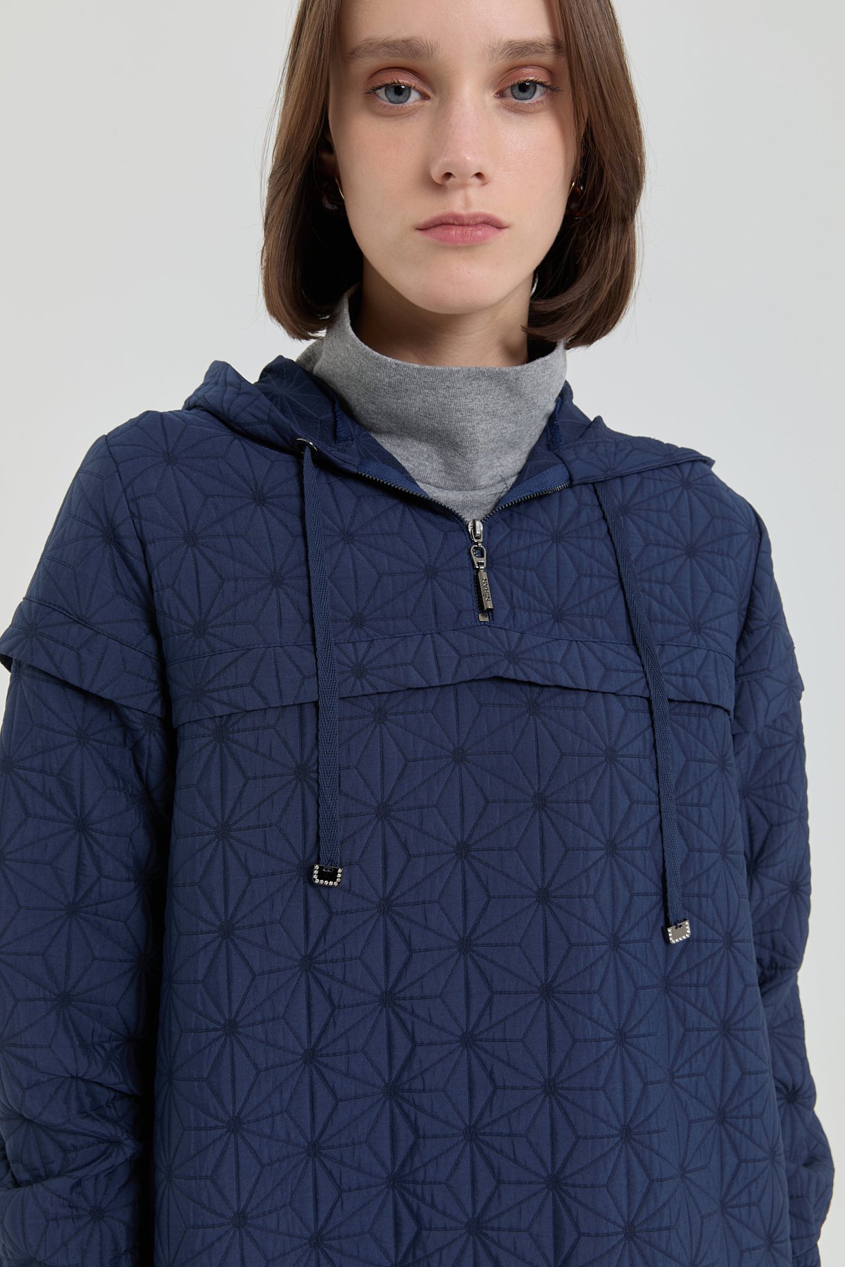 NİHAN Sweatshirt İnce Kapitone Kapşonlu Sweat  Lacivert_modest