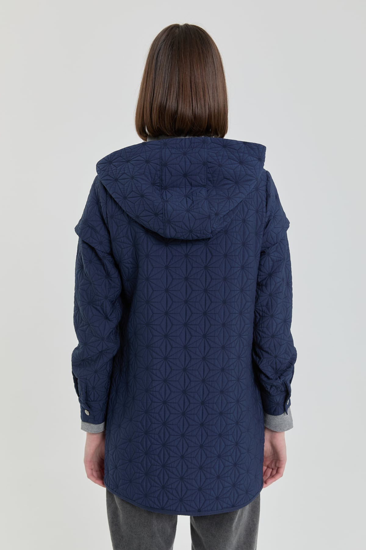 NİHAN Sweatshirt İnce Kapitone Kapşonlu Sweat  Lacivert_modest