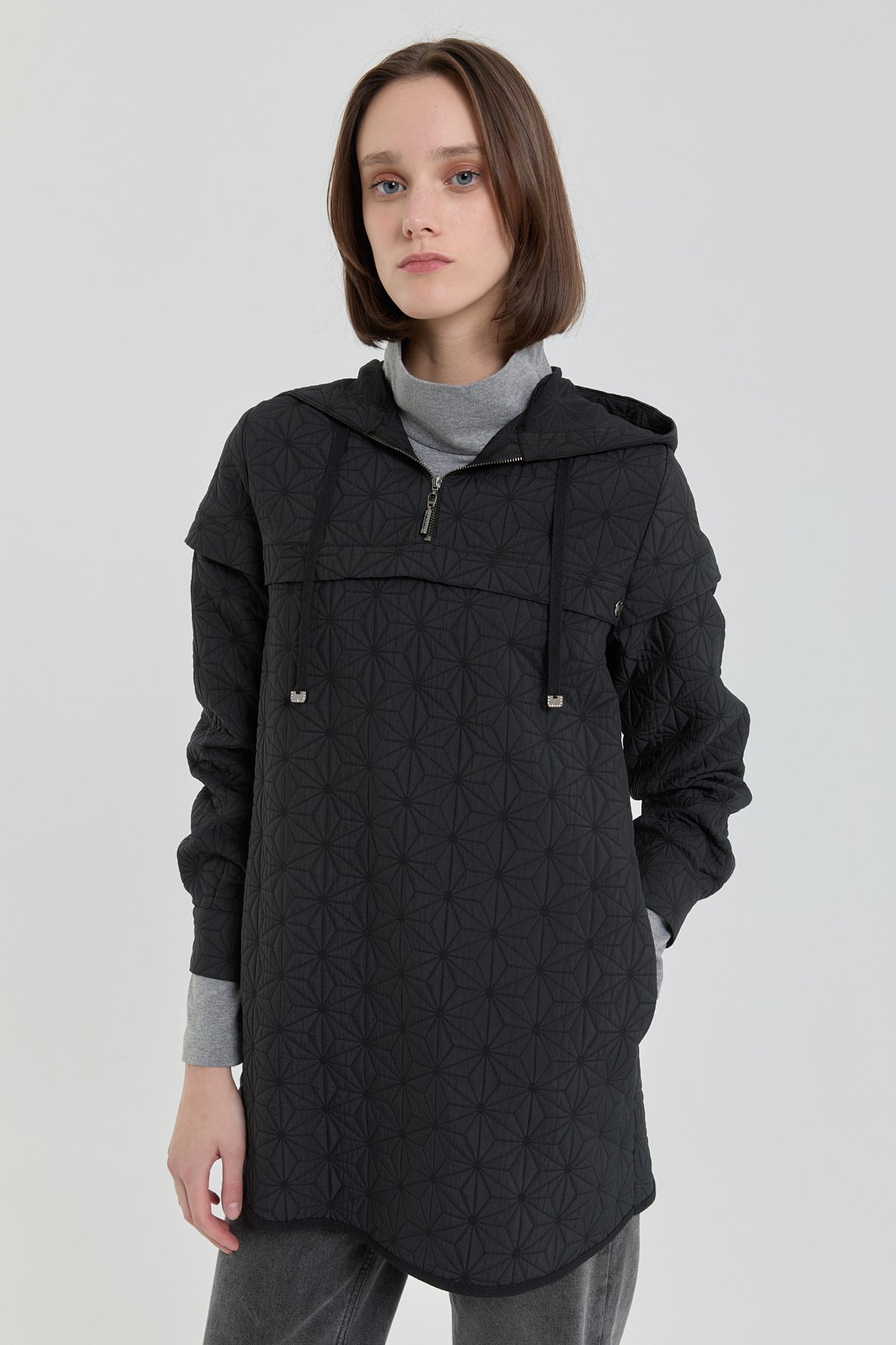 NİHAN Sweatshirt İnce Kapitone Kapşonlu Sweat  Siyah_modest