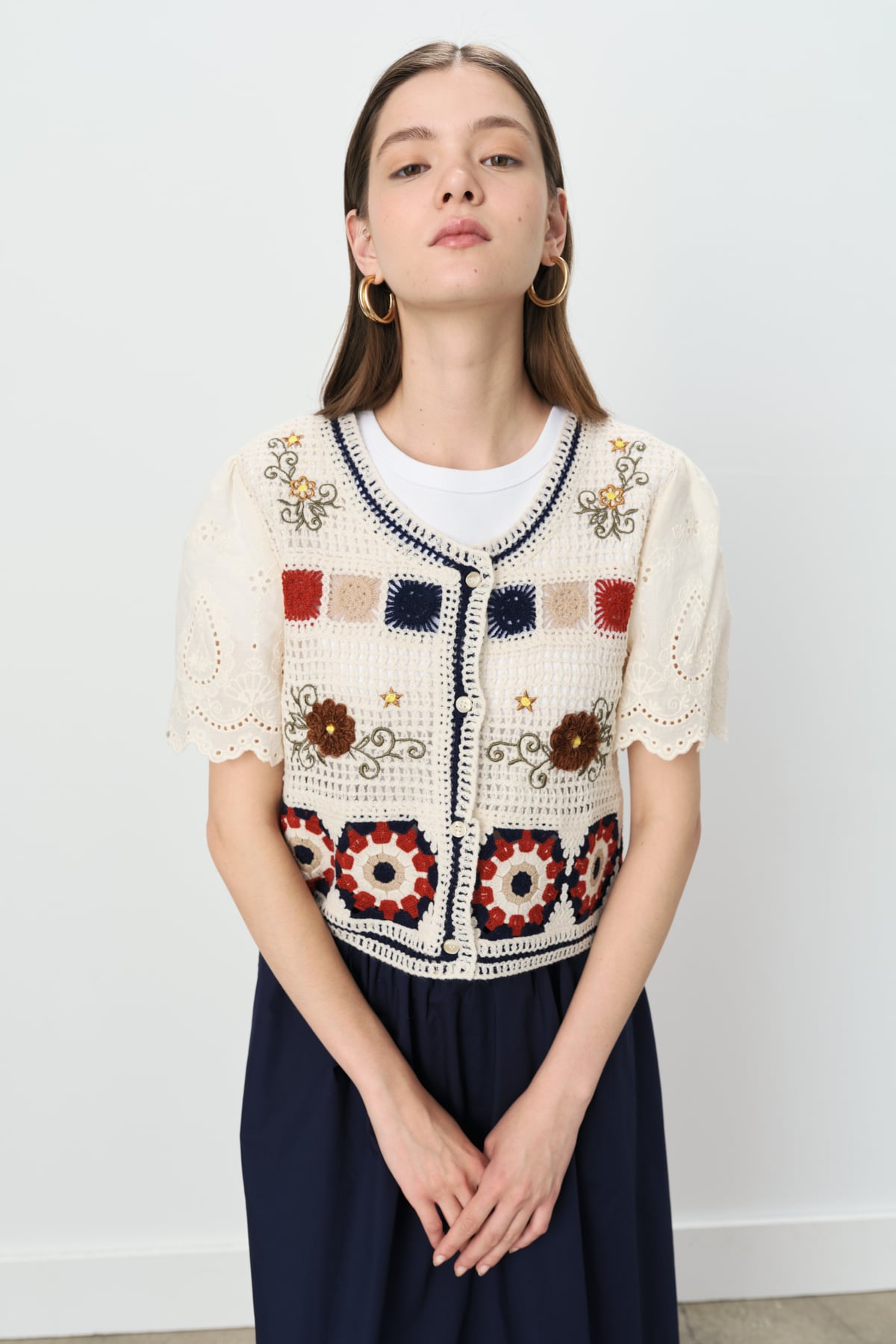 NİHAN Cardigan Nihan AAjurlu Karpuz Kol Kısa Hırka  Bej_modest