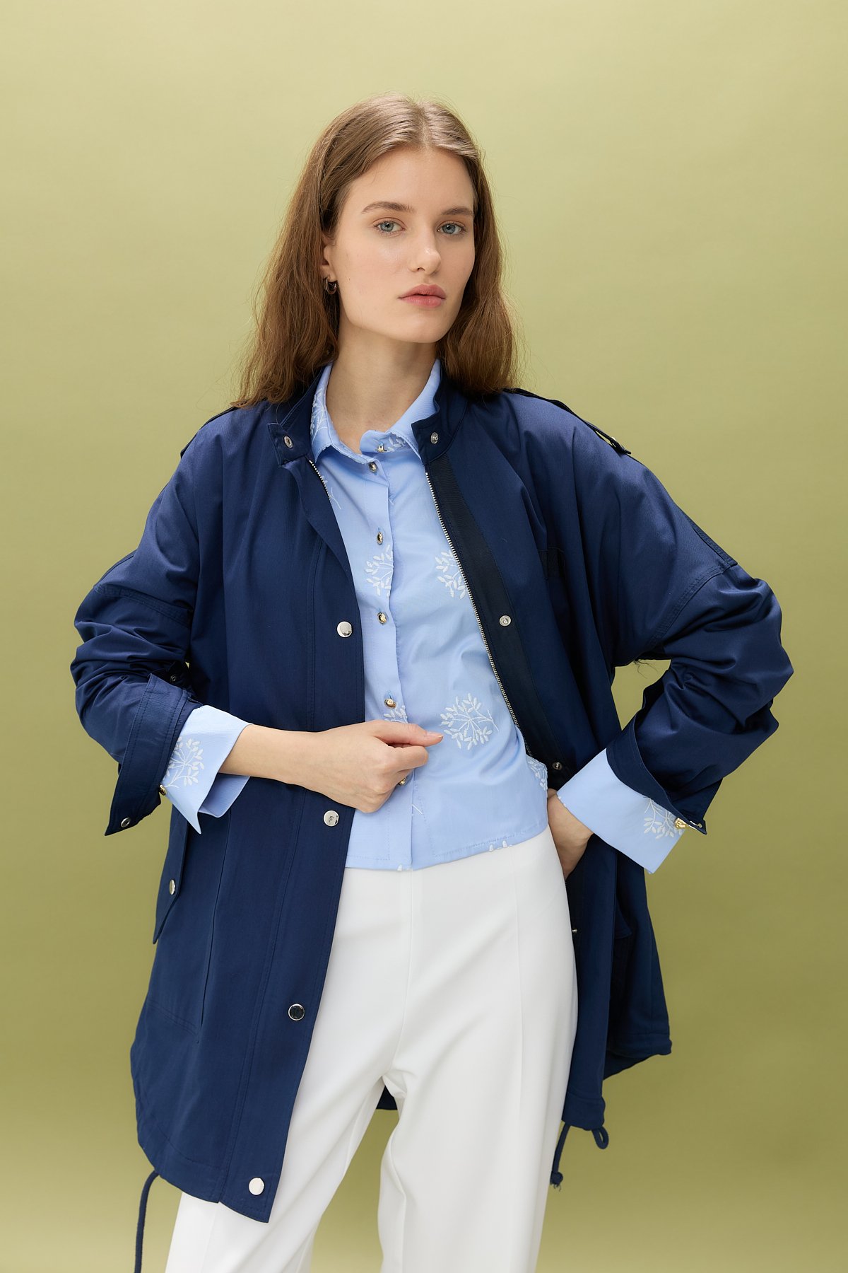 NİHAN Trench Coat Nihan Apolet Detaylı Oversize Kap  Lacivert_modest