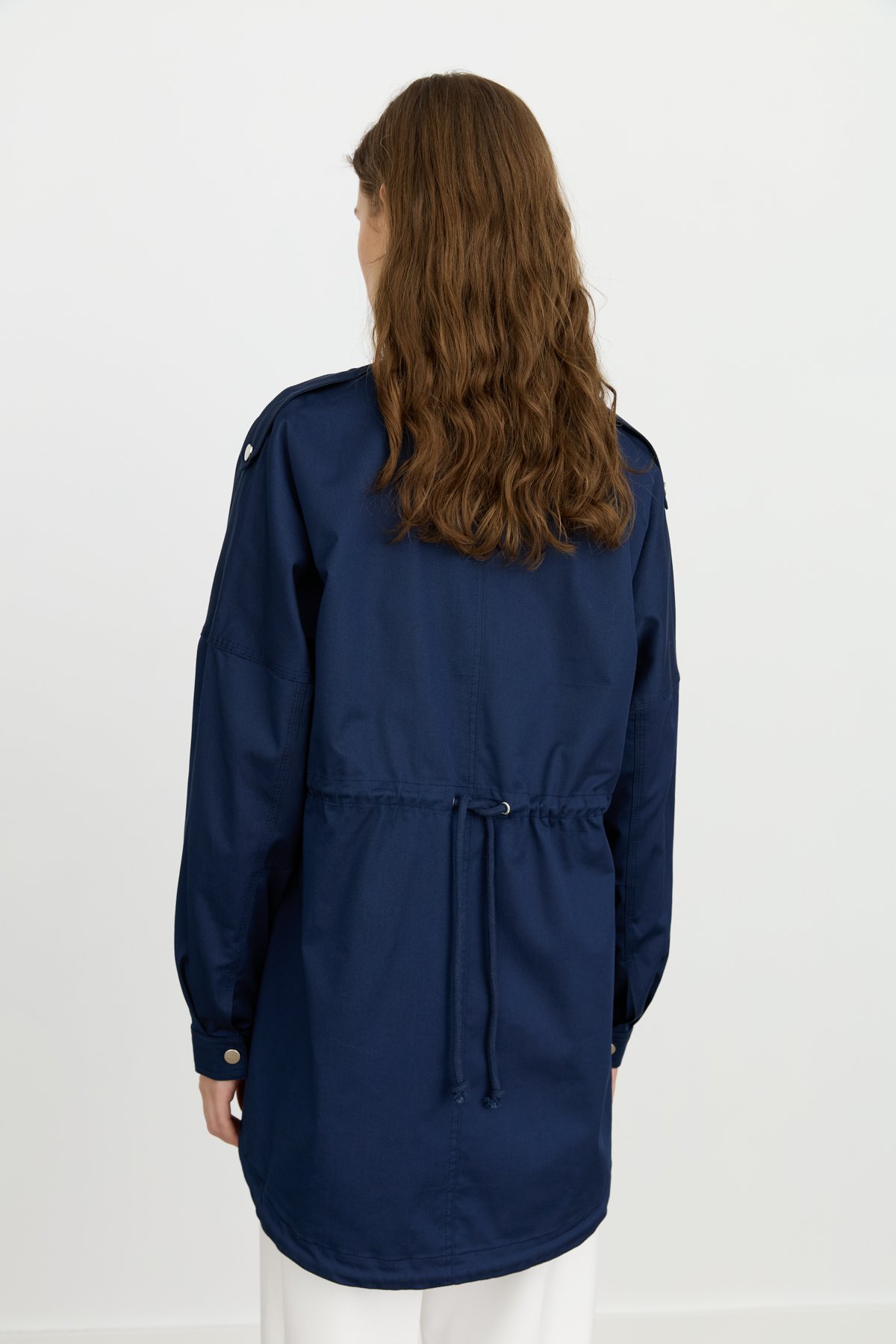 NİHAN Trench Coat Nihan Apolet Detaylı Oversize Kap  Lacivert_modest